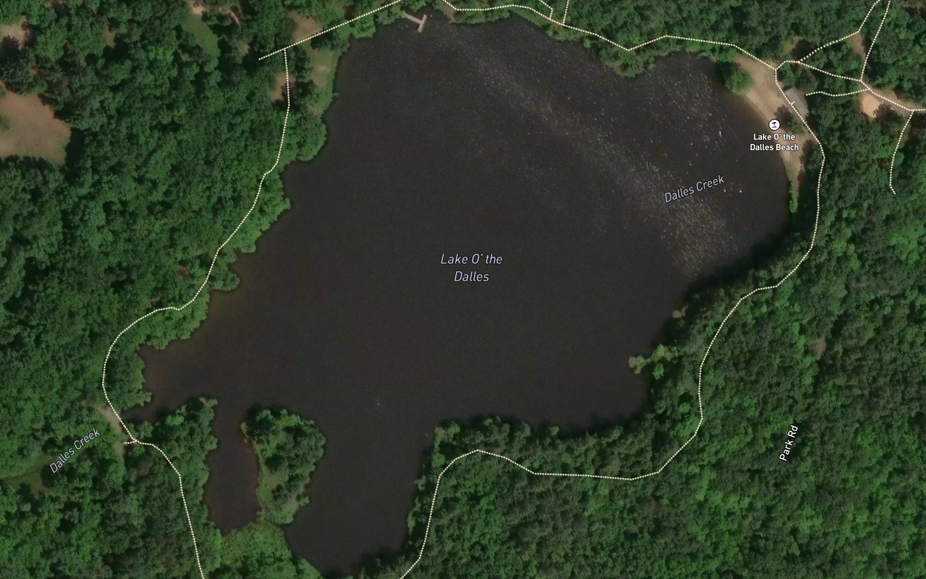 Satellite map of the Lake O' the Dalles