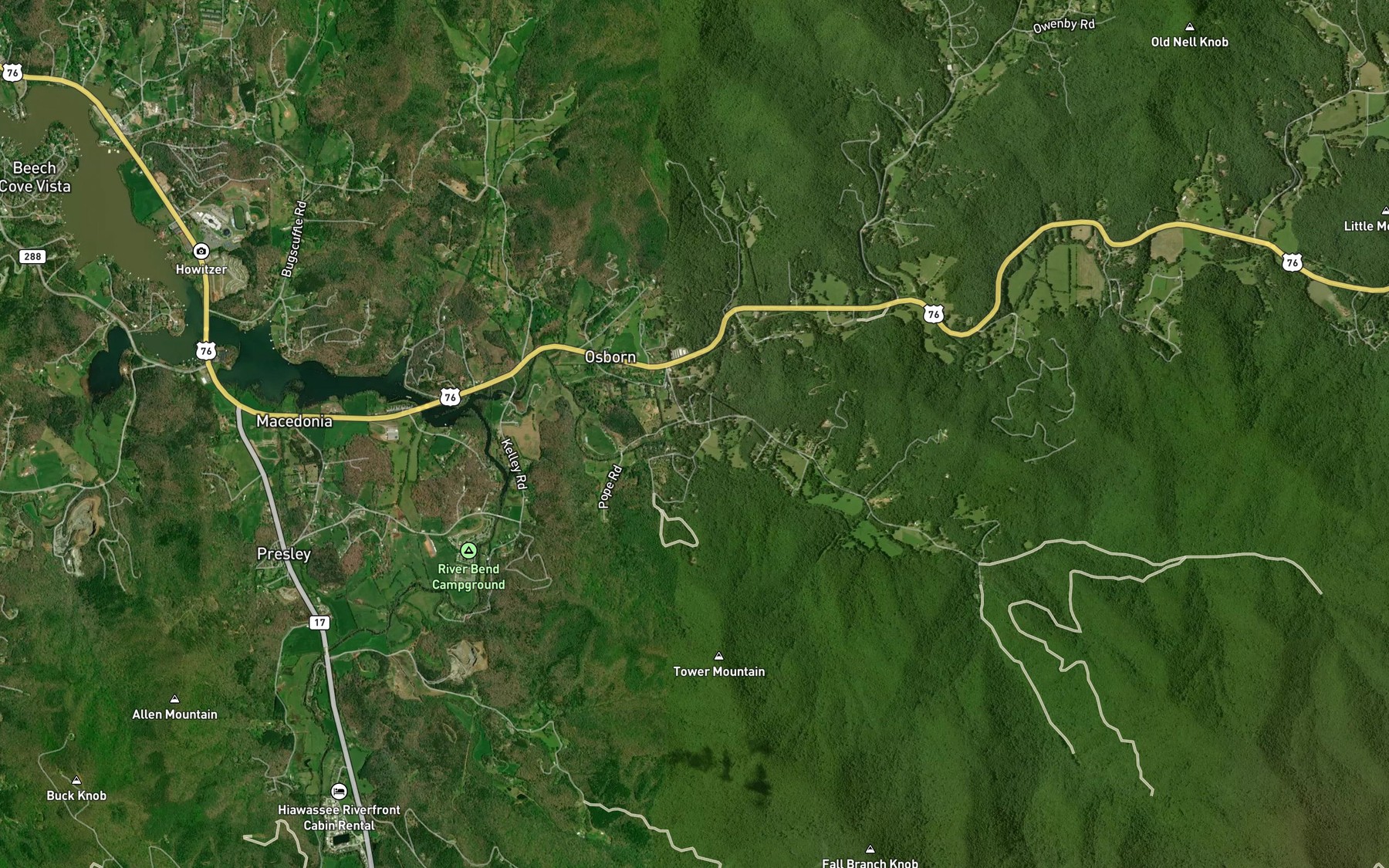 Satellite map of the Swallow Creek