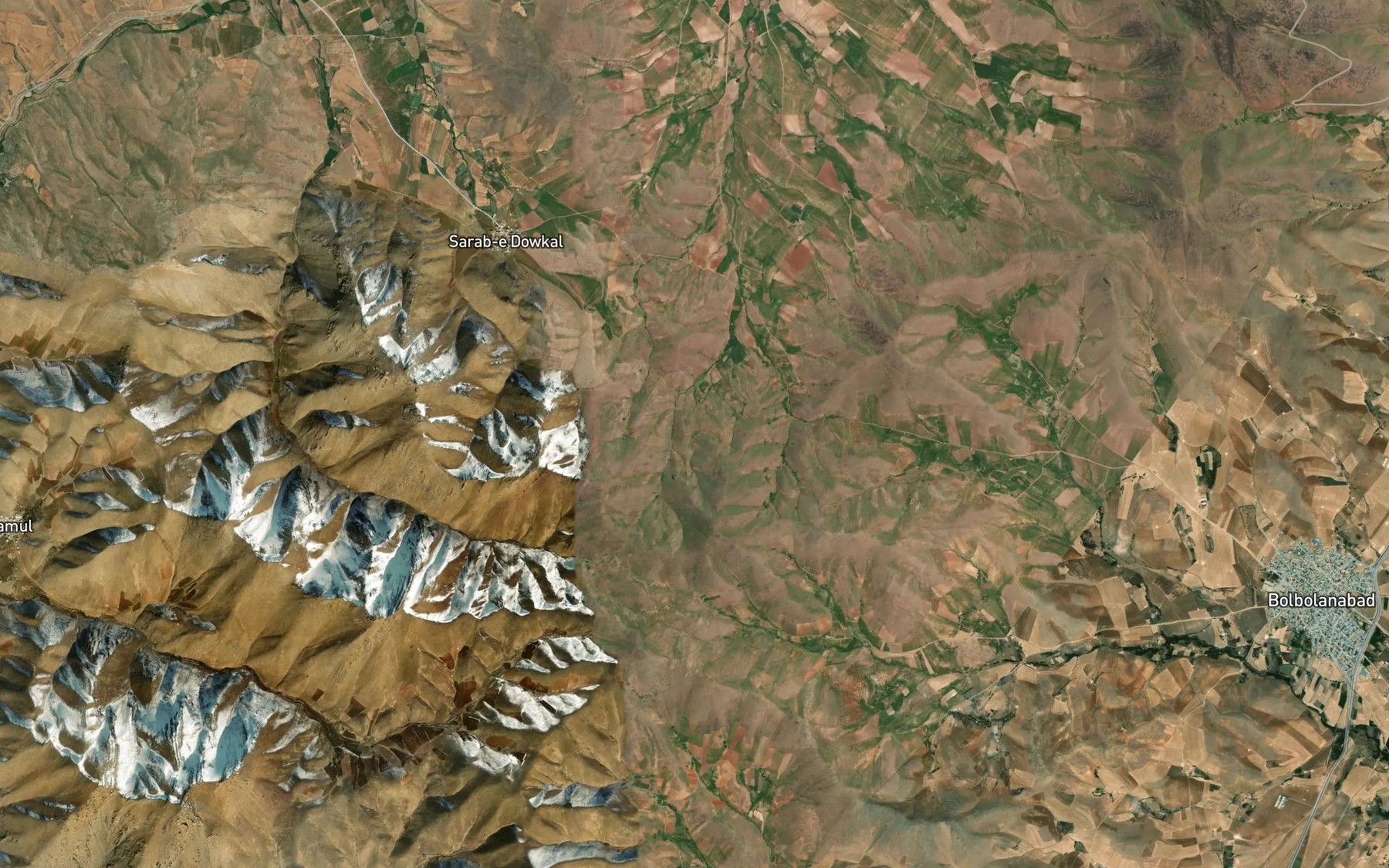 Satellite map of the Cheshmeh-ye Kani-ye Ba