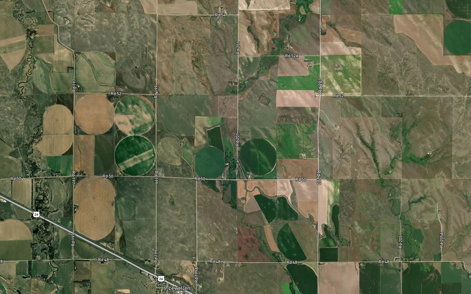 Satellite map of the Blue Creek Canal
