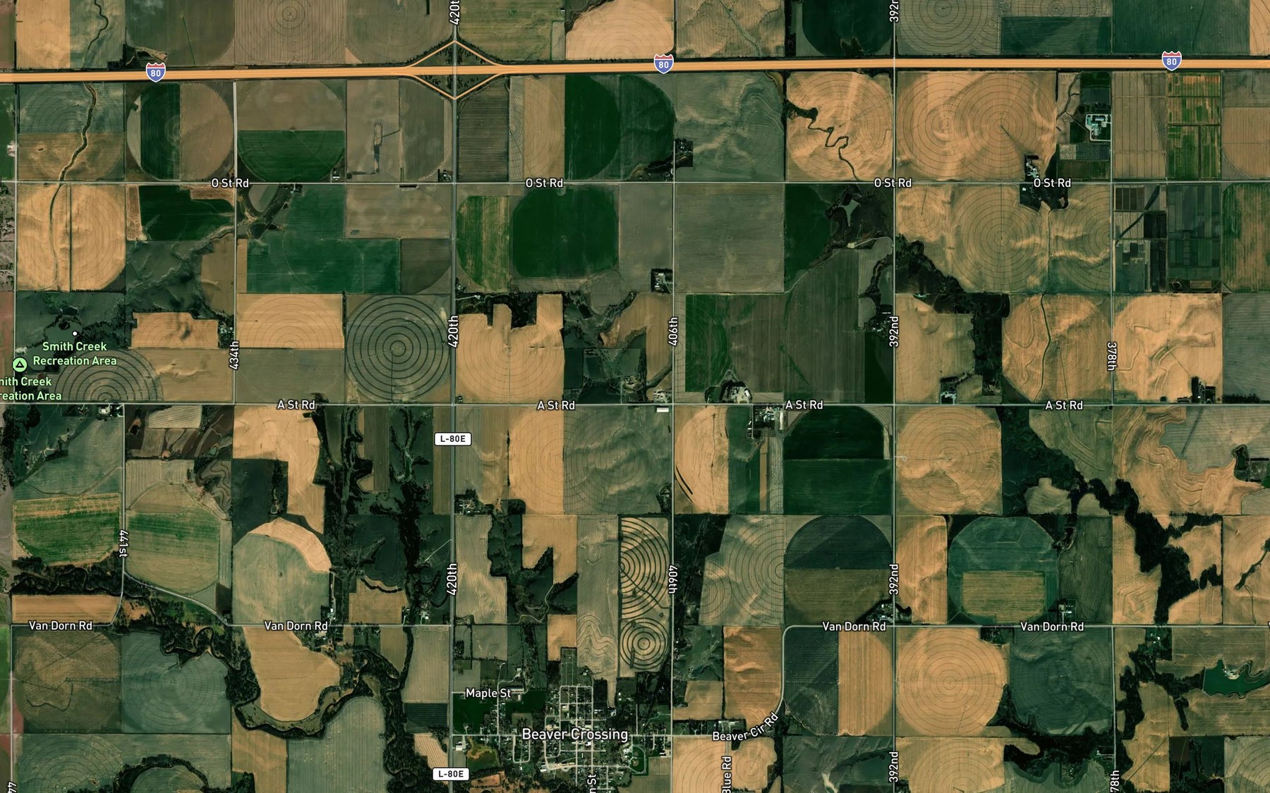 Satellite map of the Miller-Flowerday Reservoir