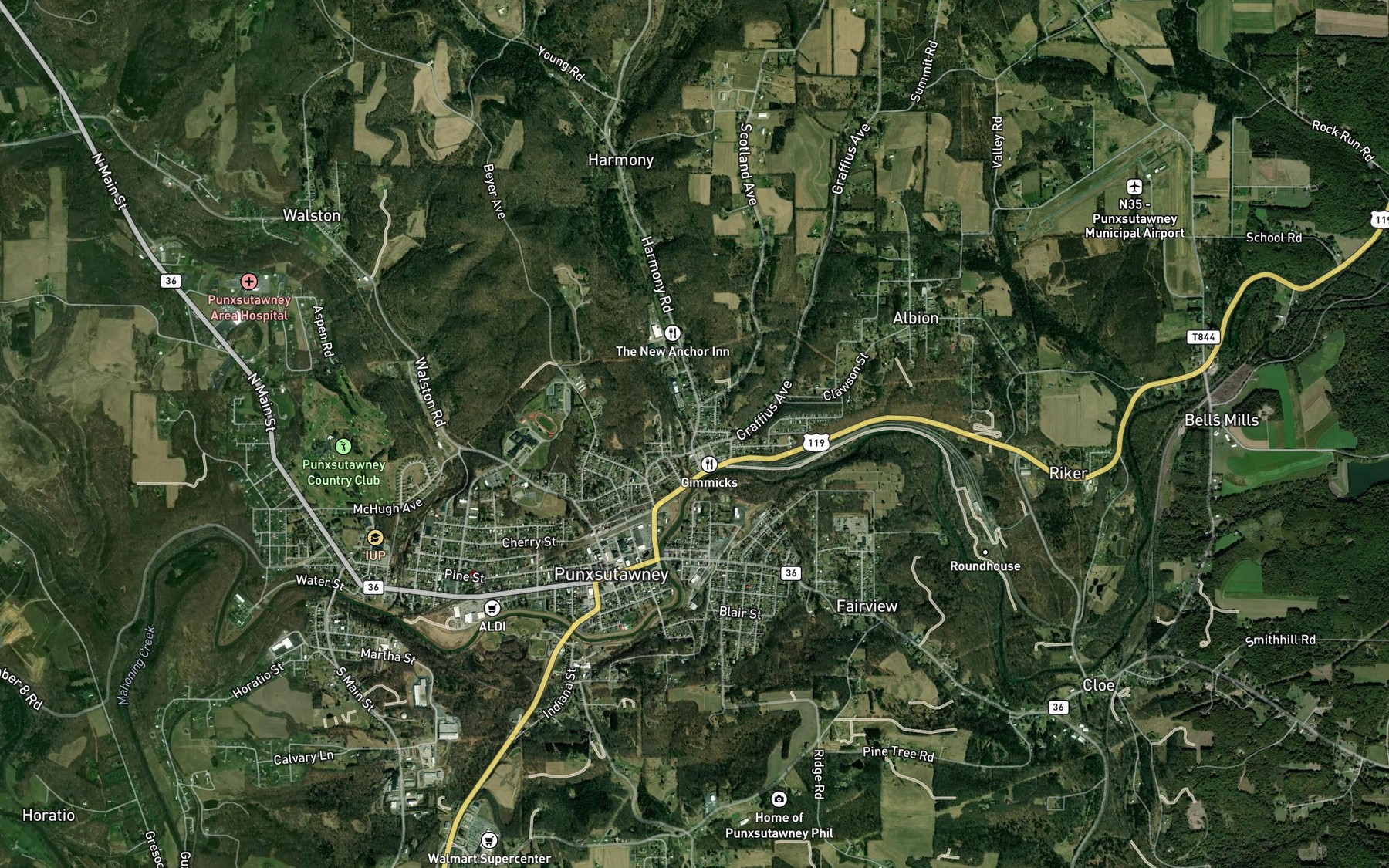 Satellite map of the Cold Spring Run