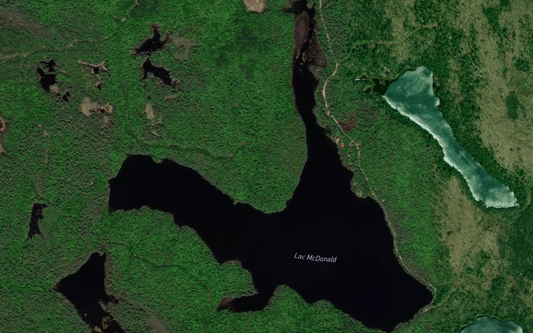 Satellite map of the Lac McDonald