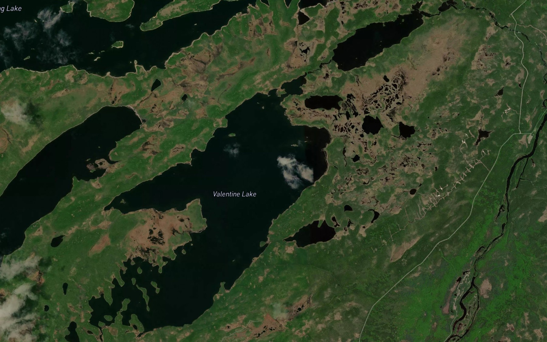Satellite map of the Valentine Lake