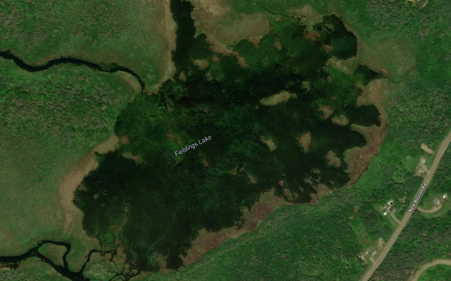 Satellite map of the Fieldings Lake