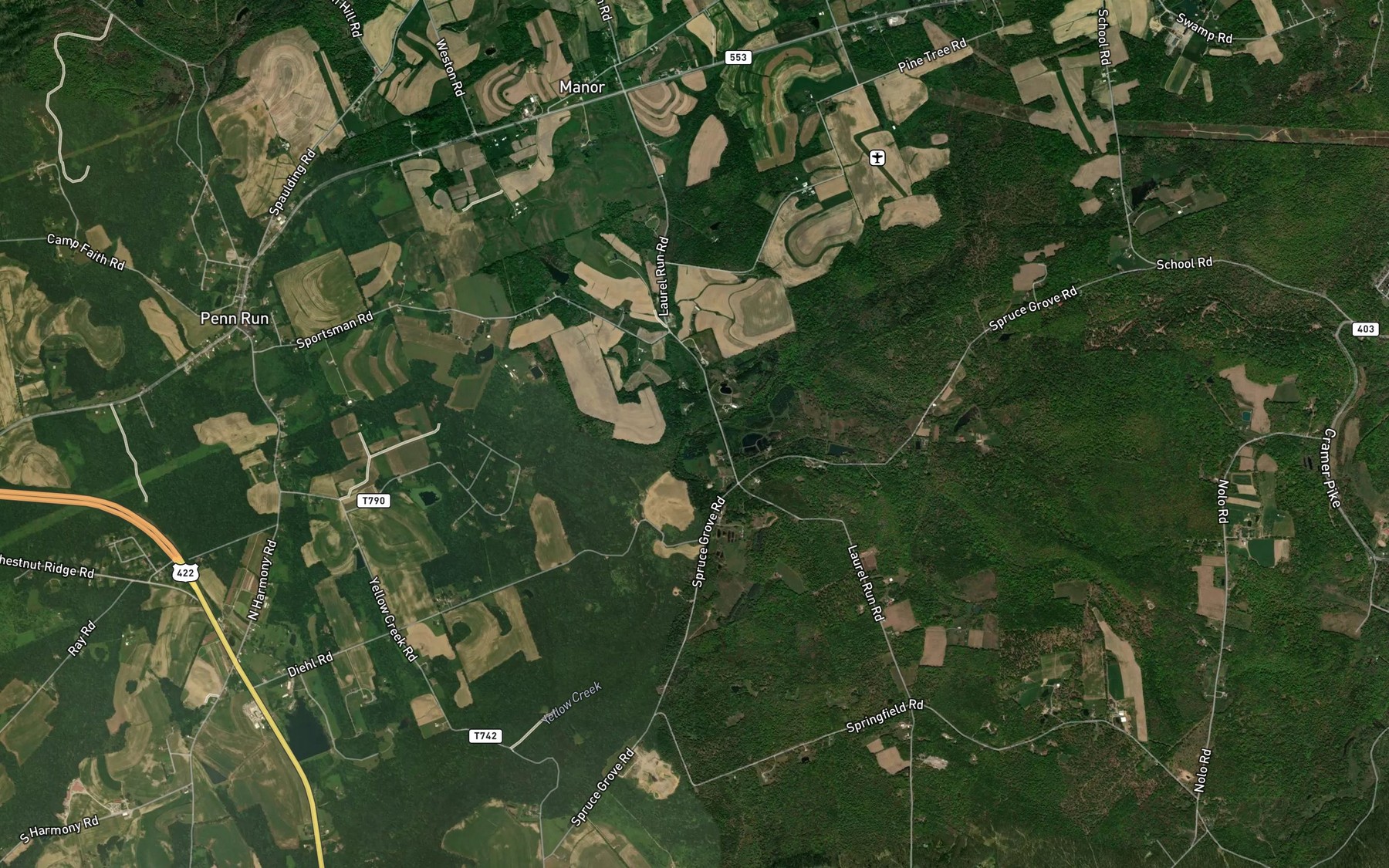 Satellite map of the Rose Run