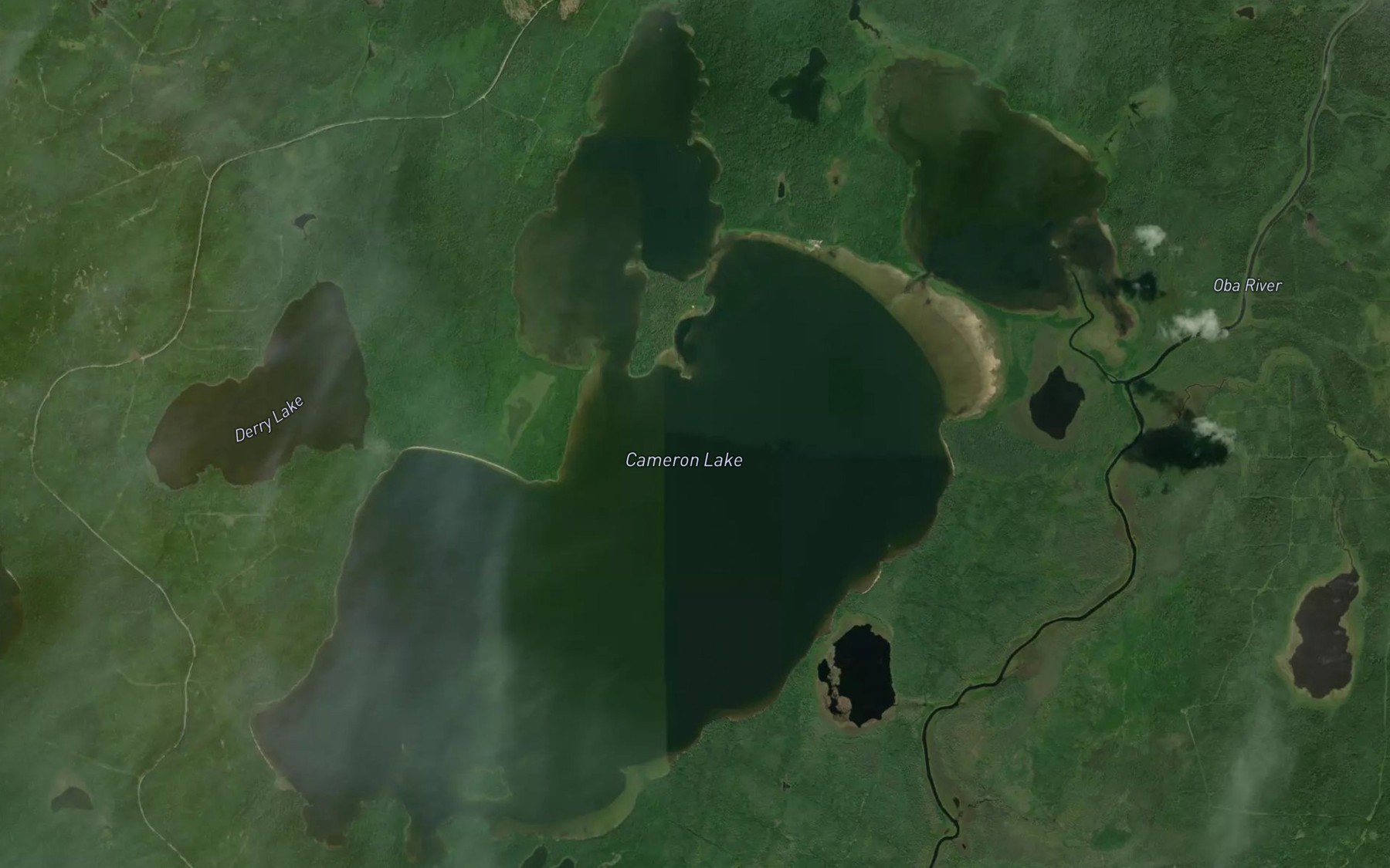 Satellite map of the Cameron Lake