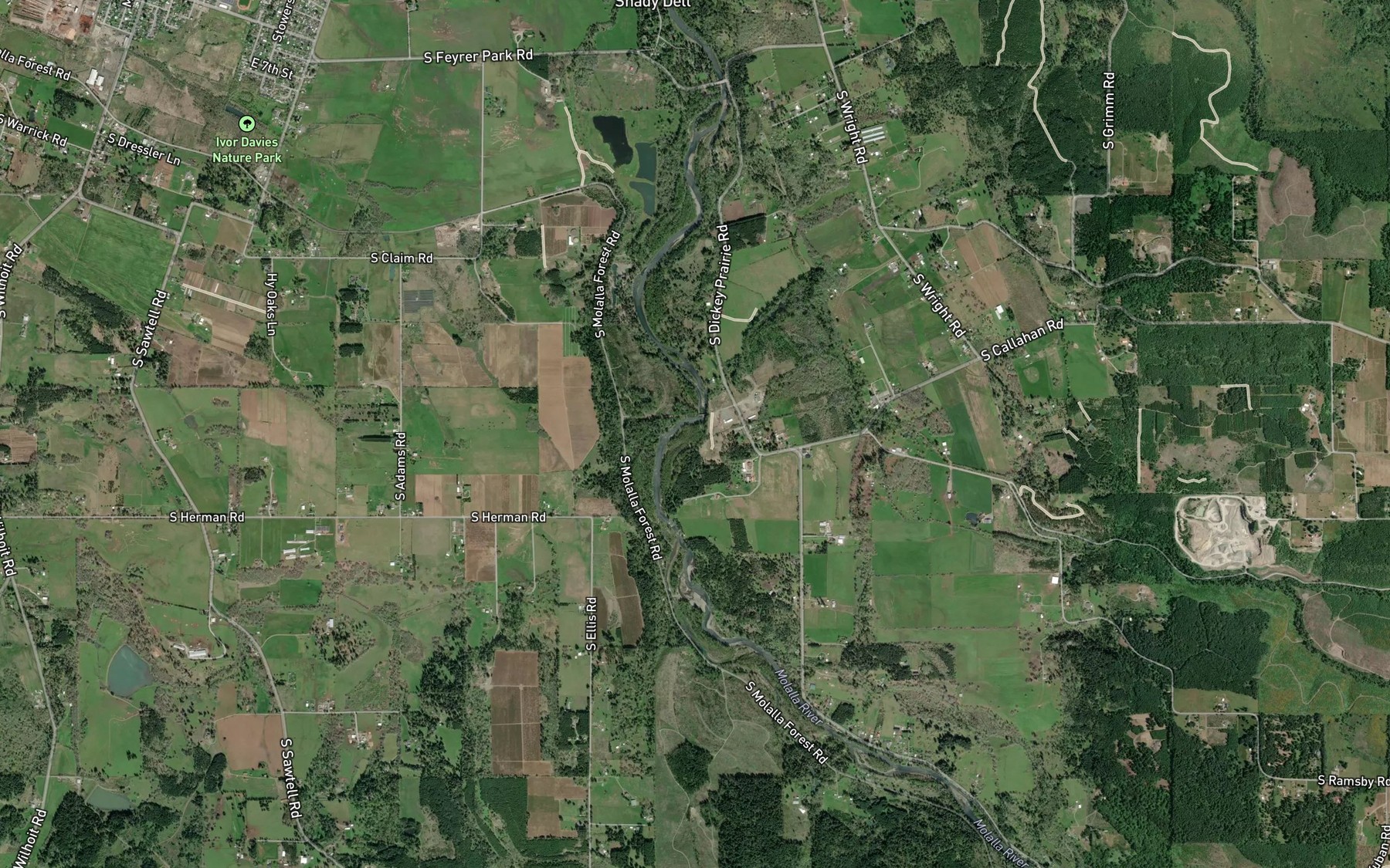 Satellite map of the Dickey Creek