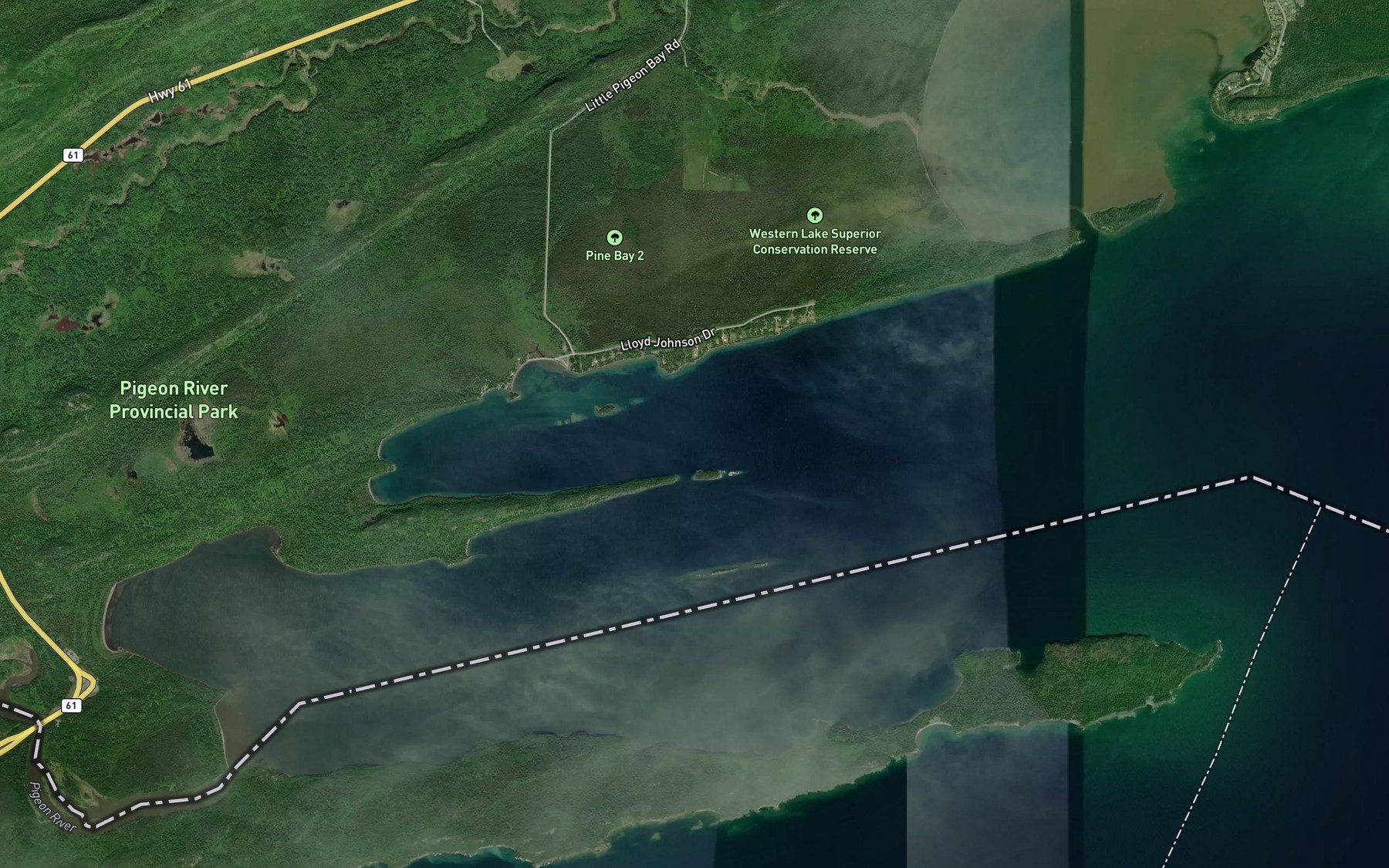 Satellite map of the Pigeon Bay