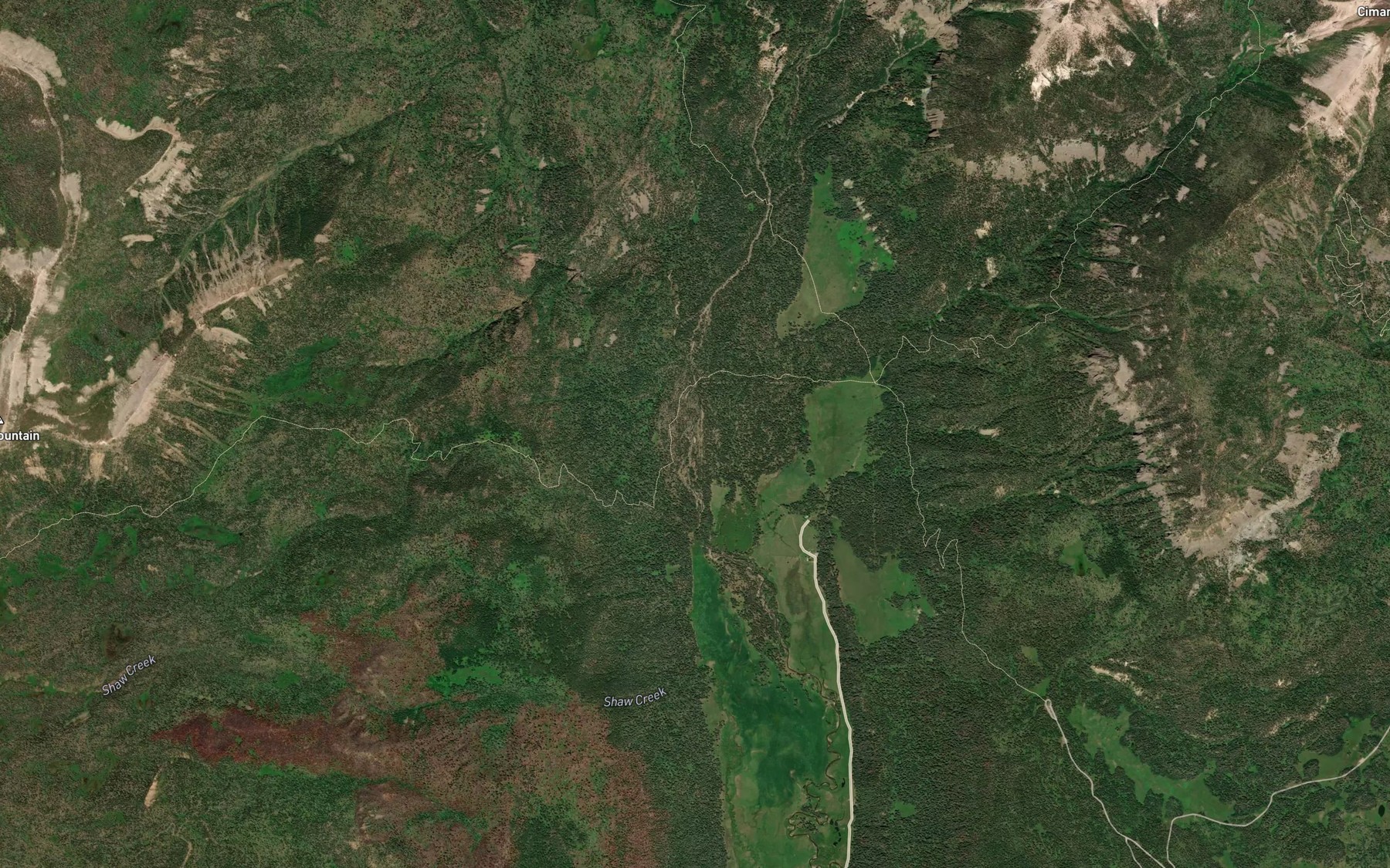 Satellite map of the Hossick Creek