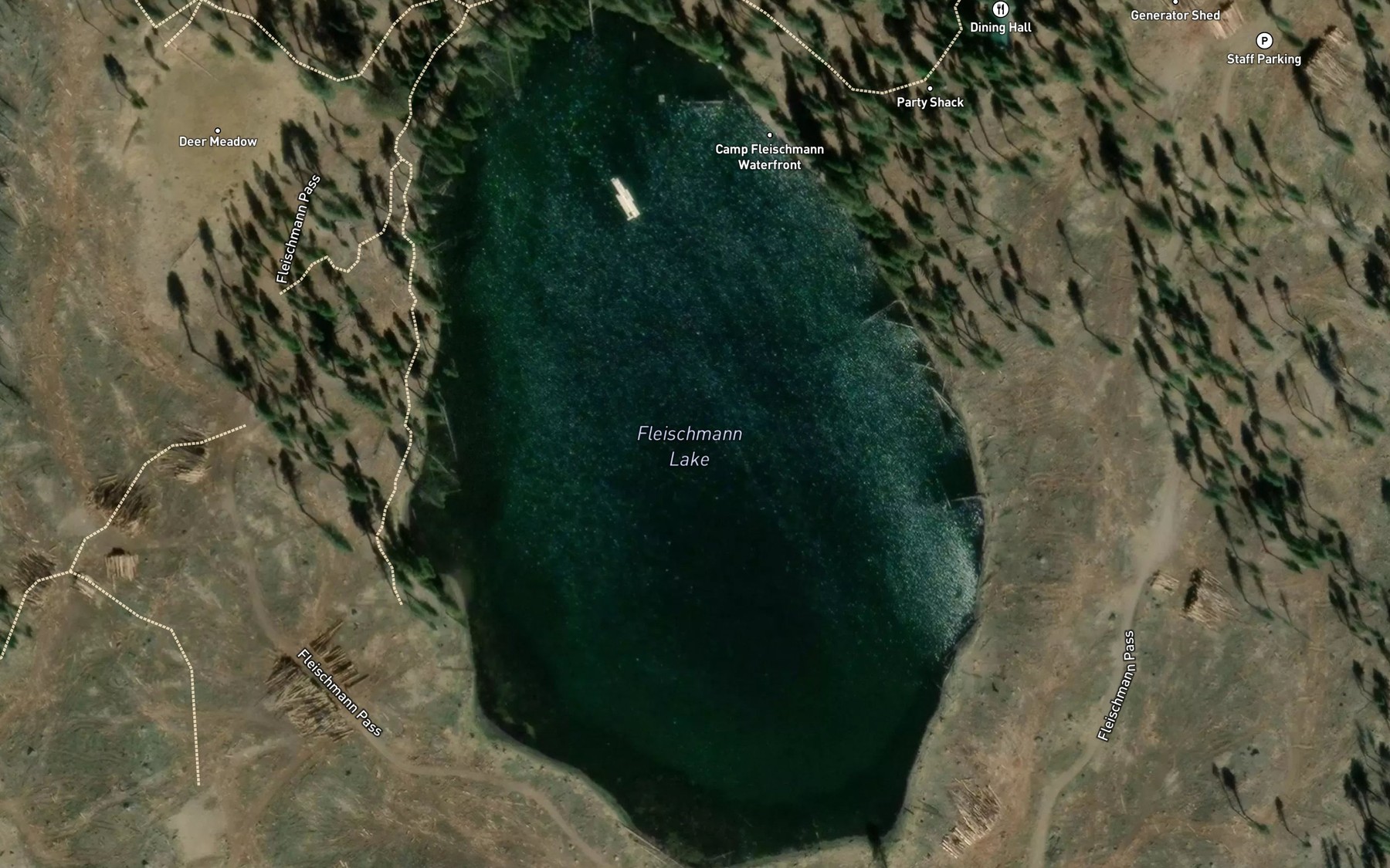 Satellite map of the Fleischmann Lake