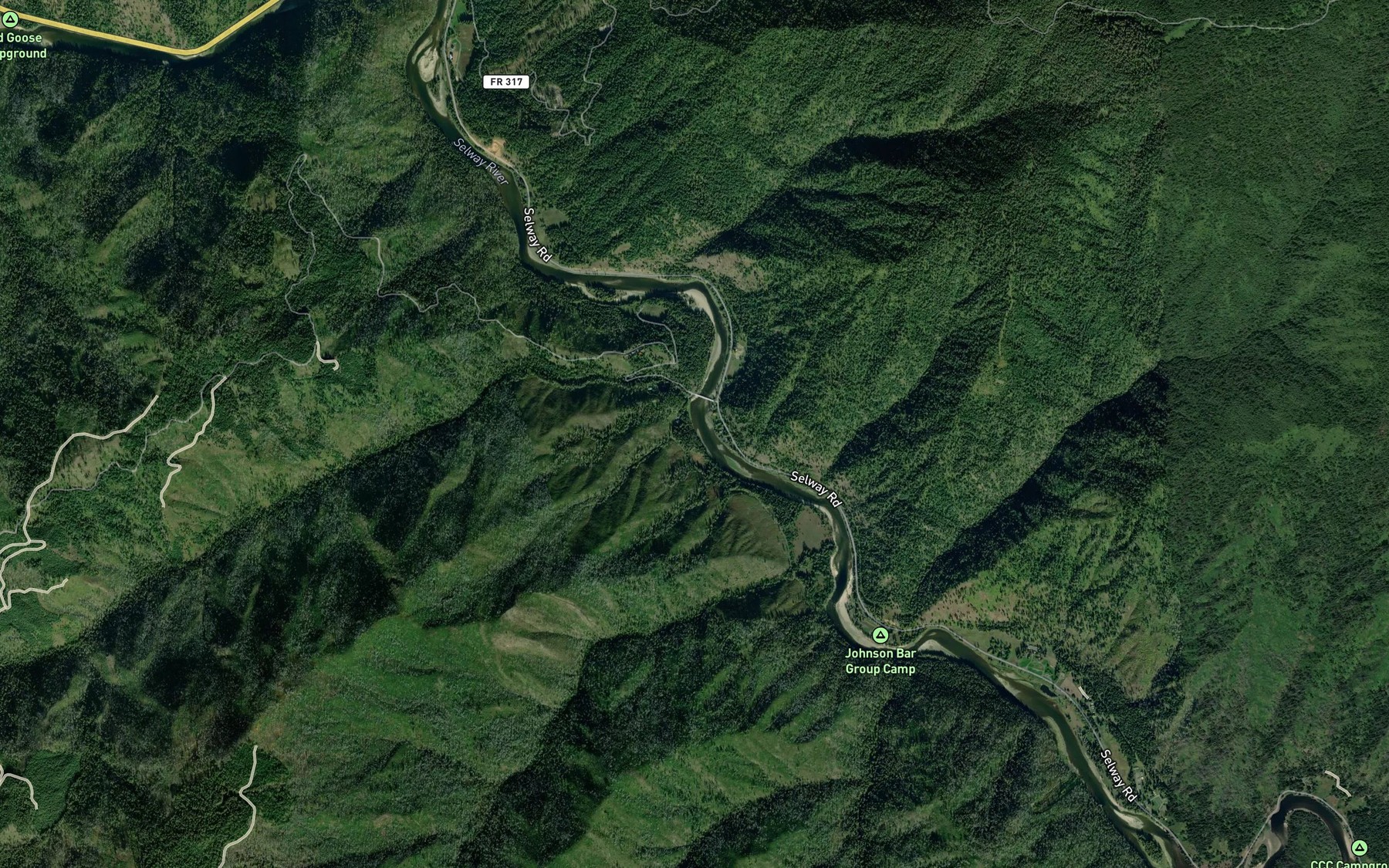 Satellite map of the Burned Creek