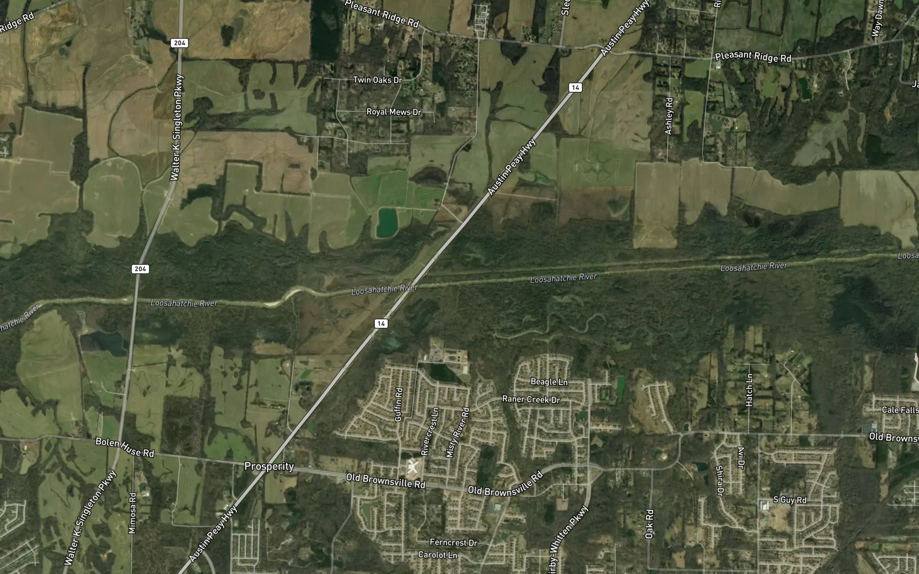 Satellite map of the Raner Creek