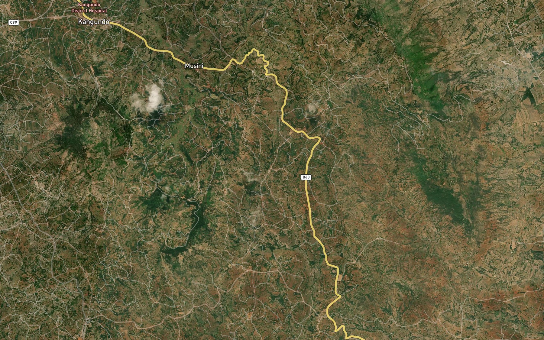 Satellite map of the Kitwii Dam