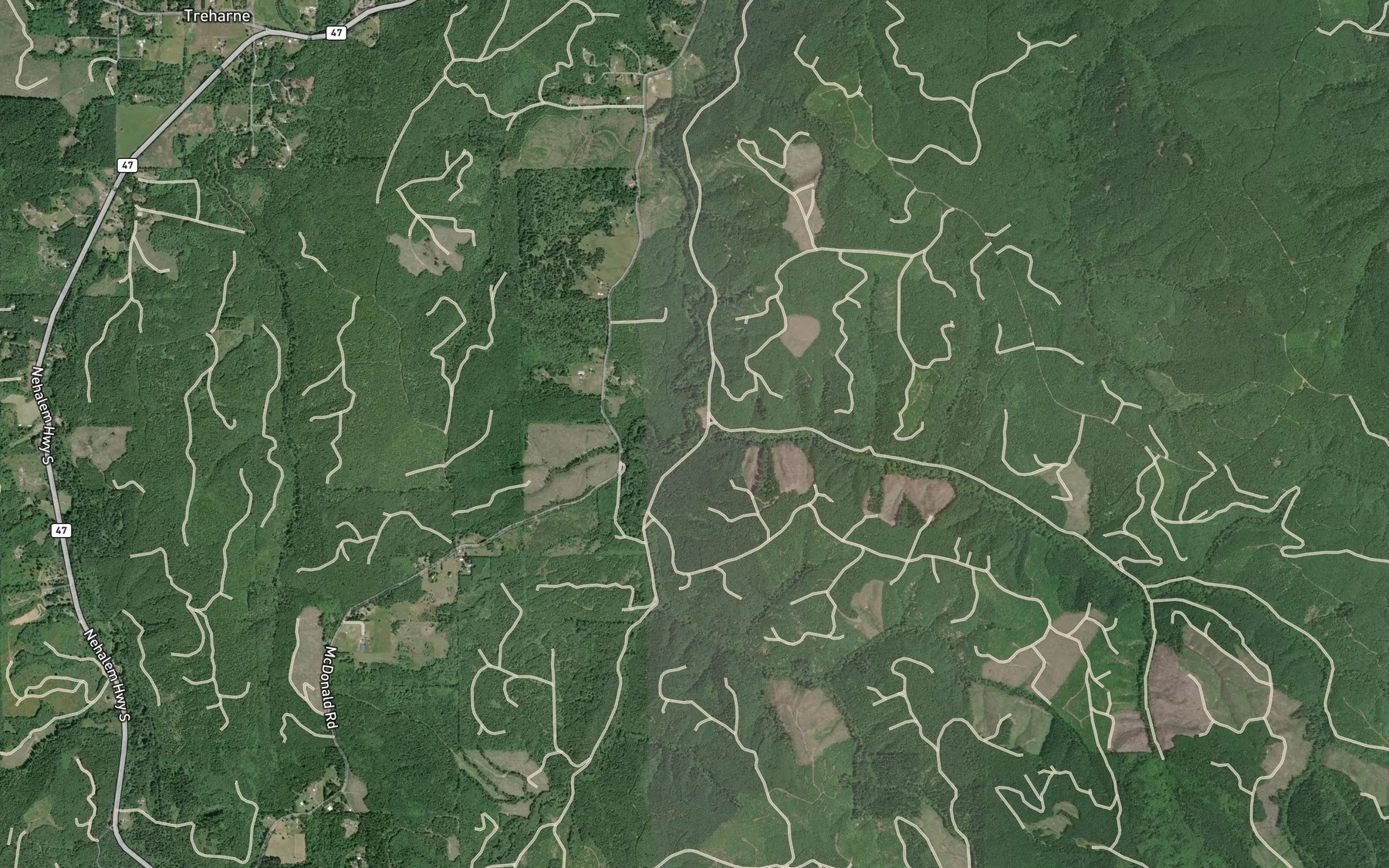 Satellite map of the Coal Creek