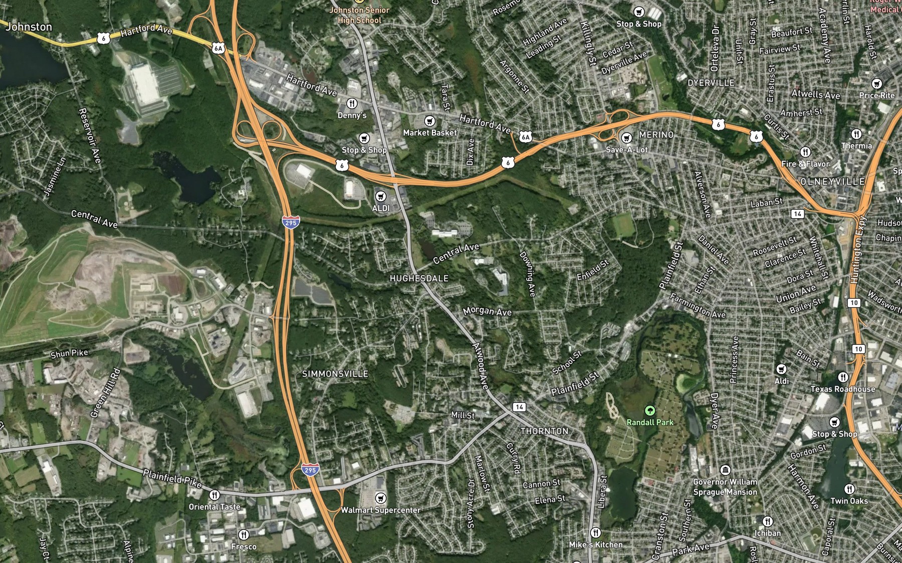 Satellite map of the Dry Brook