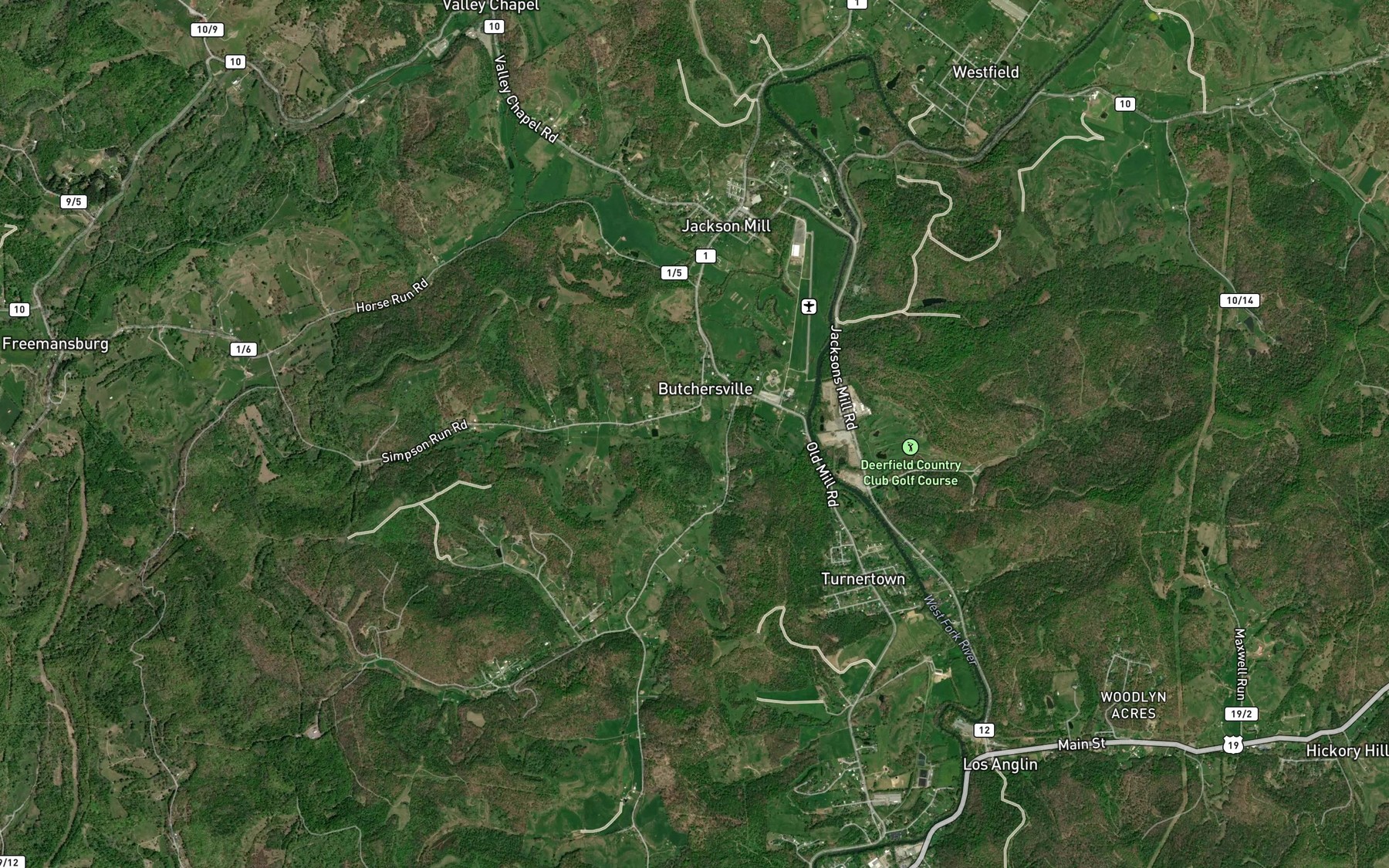Satellite map of the Simpson Run