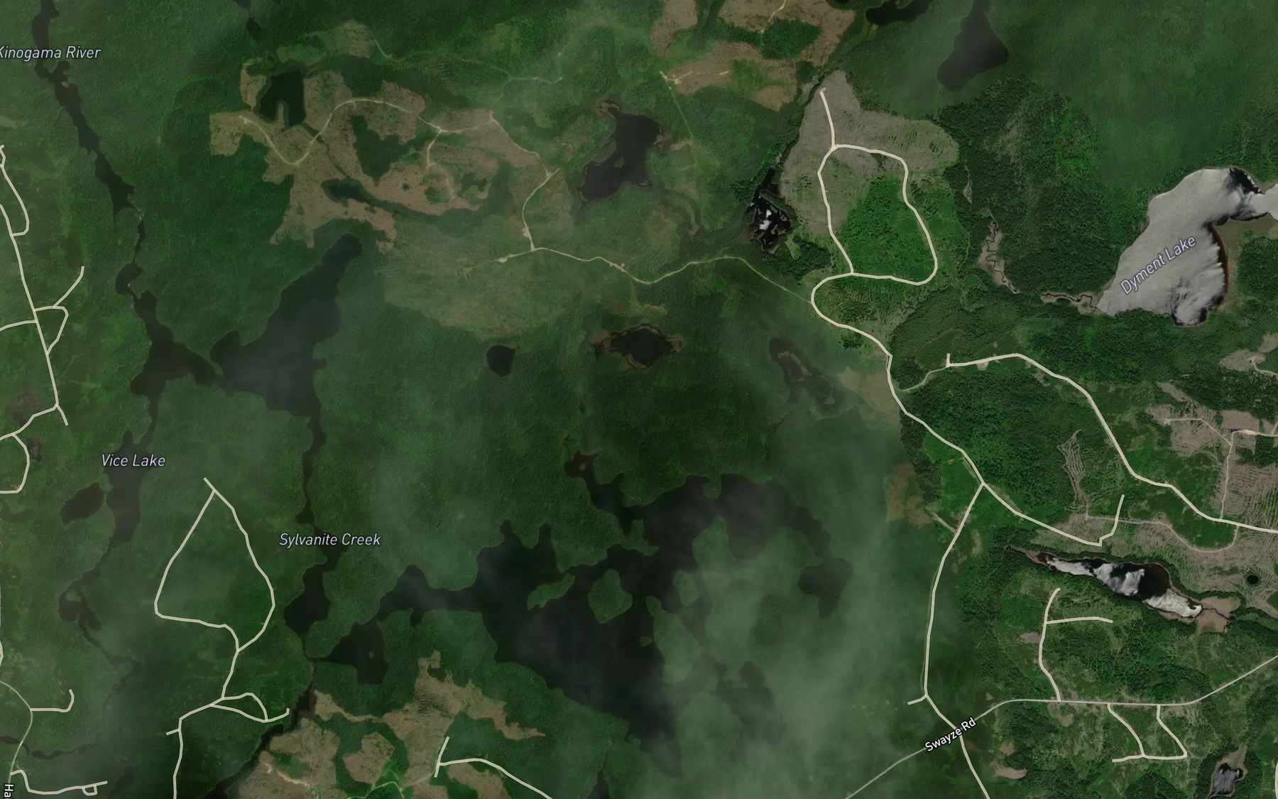 Satellite map of the Sylvanite Creek