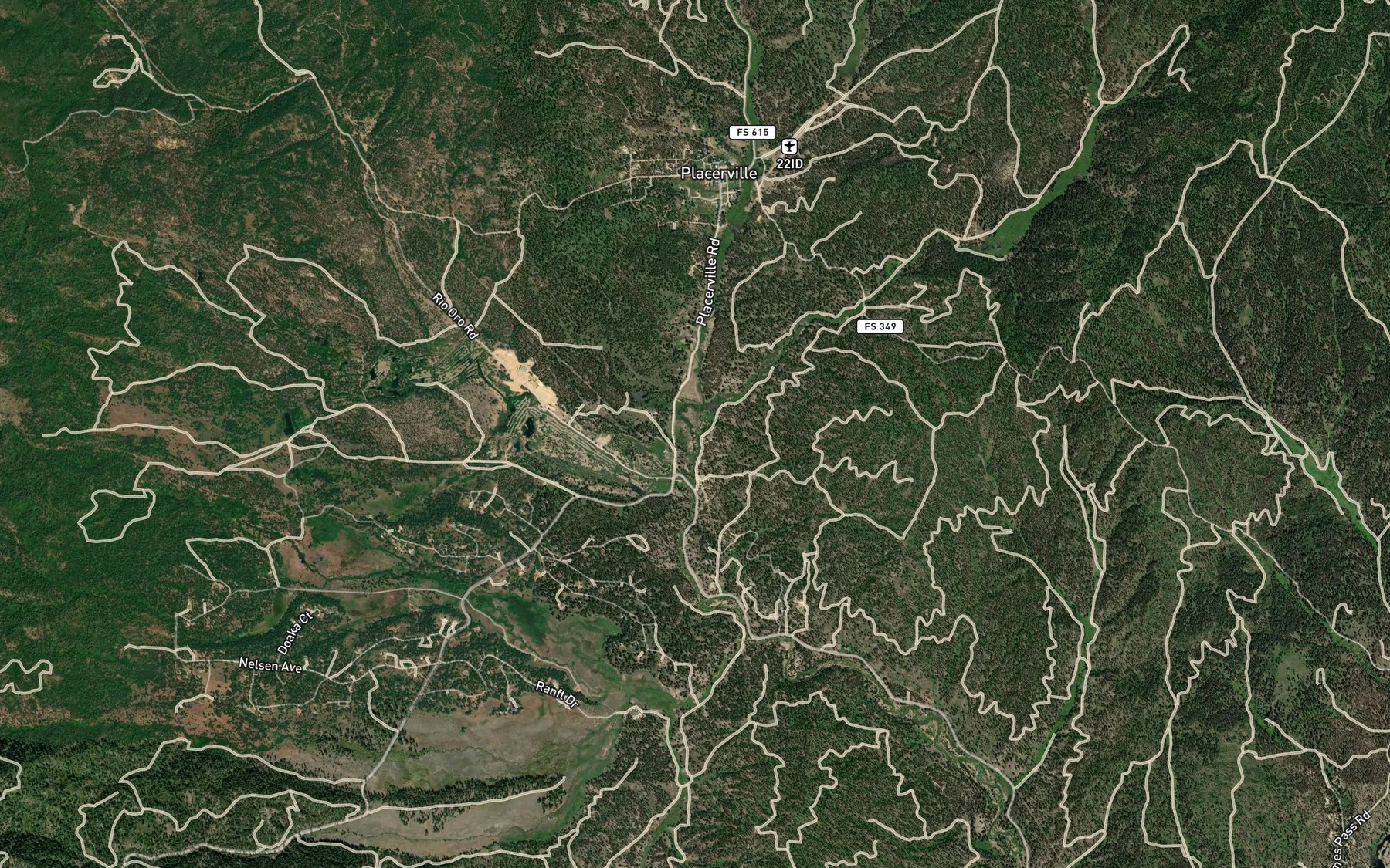 Satellite map of the Woof Creek