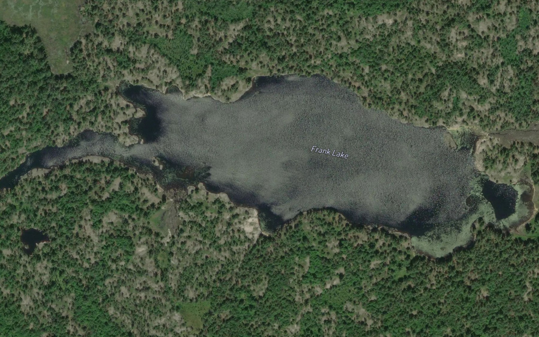 Satellite map of the Frank Lake