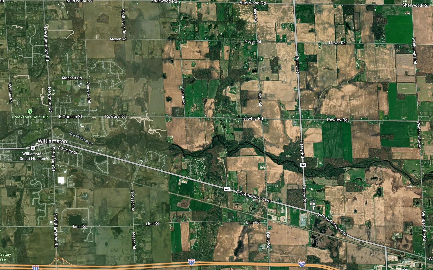Satellite map of the Bullet Creek