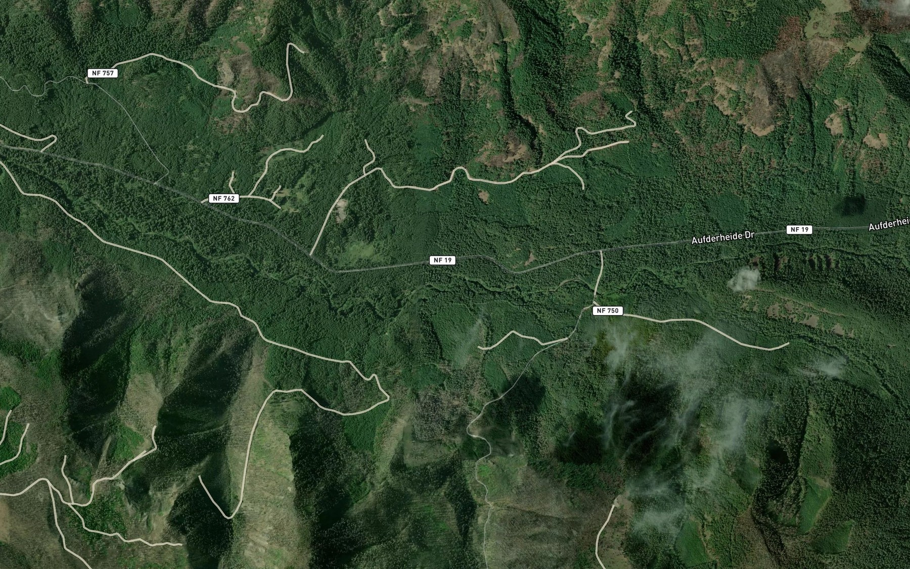 Satellite map of the Cayuse Creek