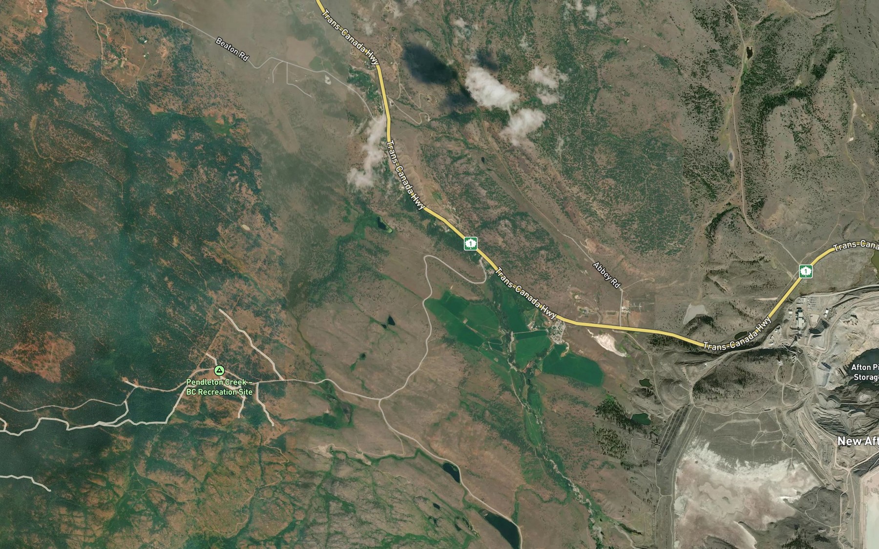 Satellite map of the Alkali Creek