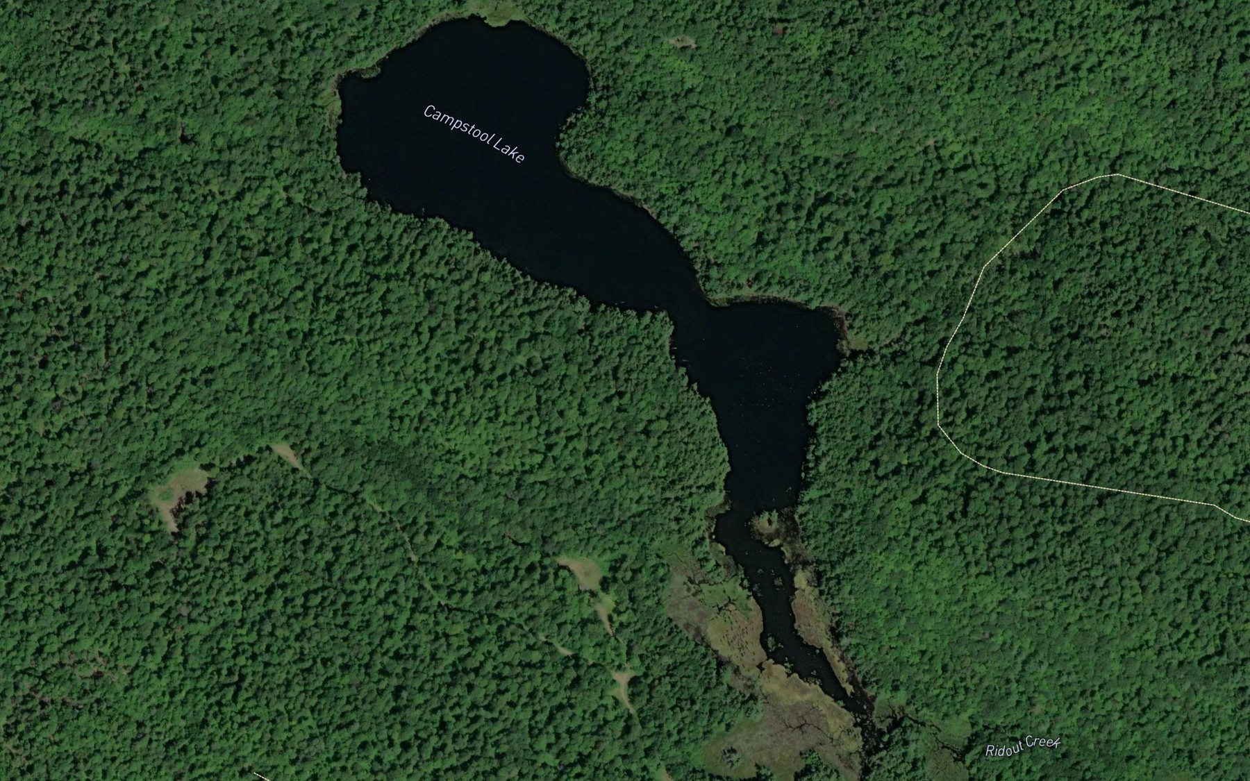 Satellite map of the Campstool Lake