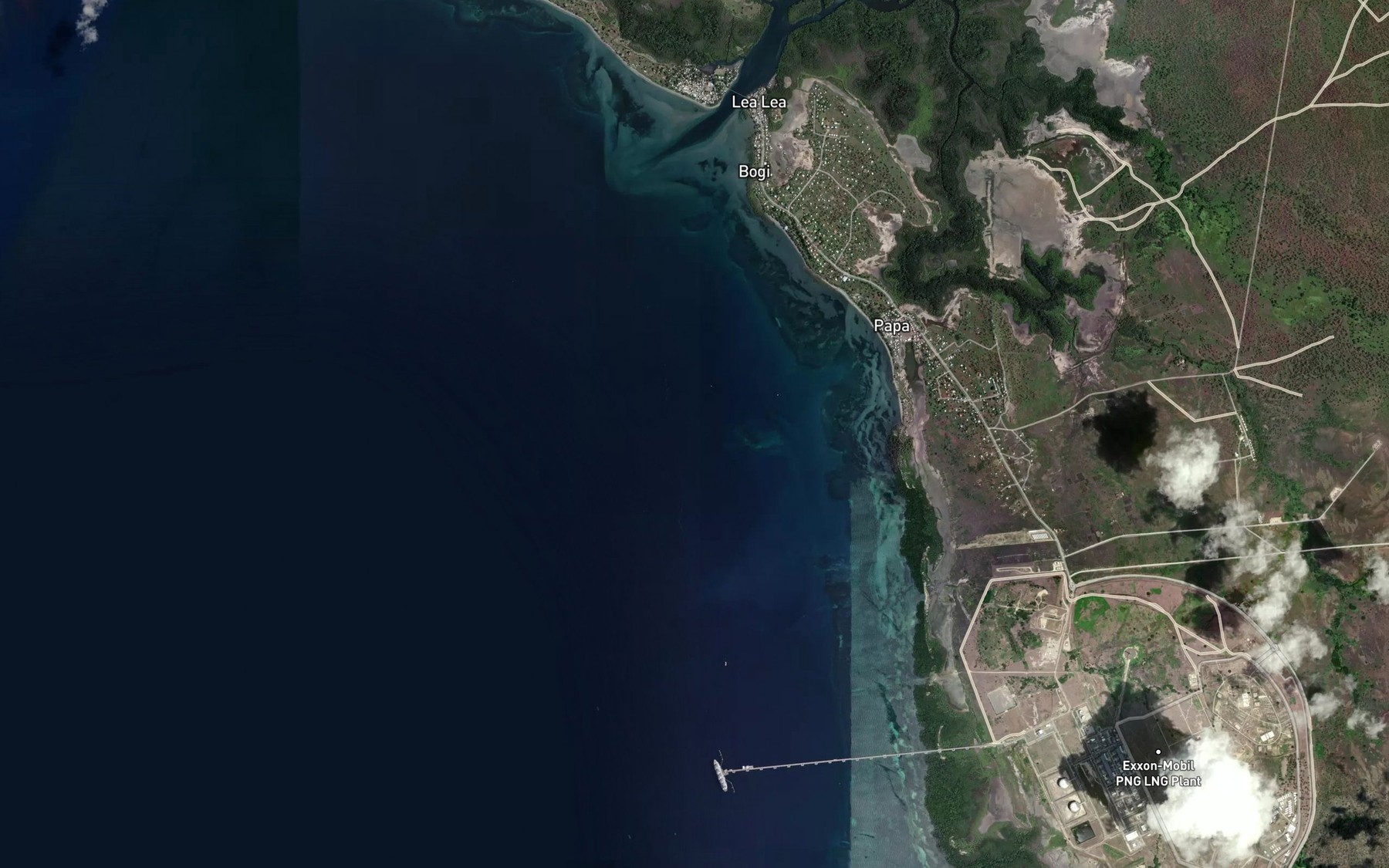 Satellite map of the Caution Bay