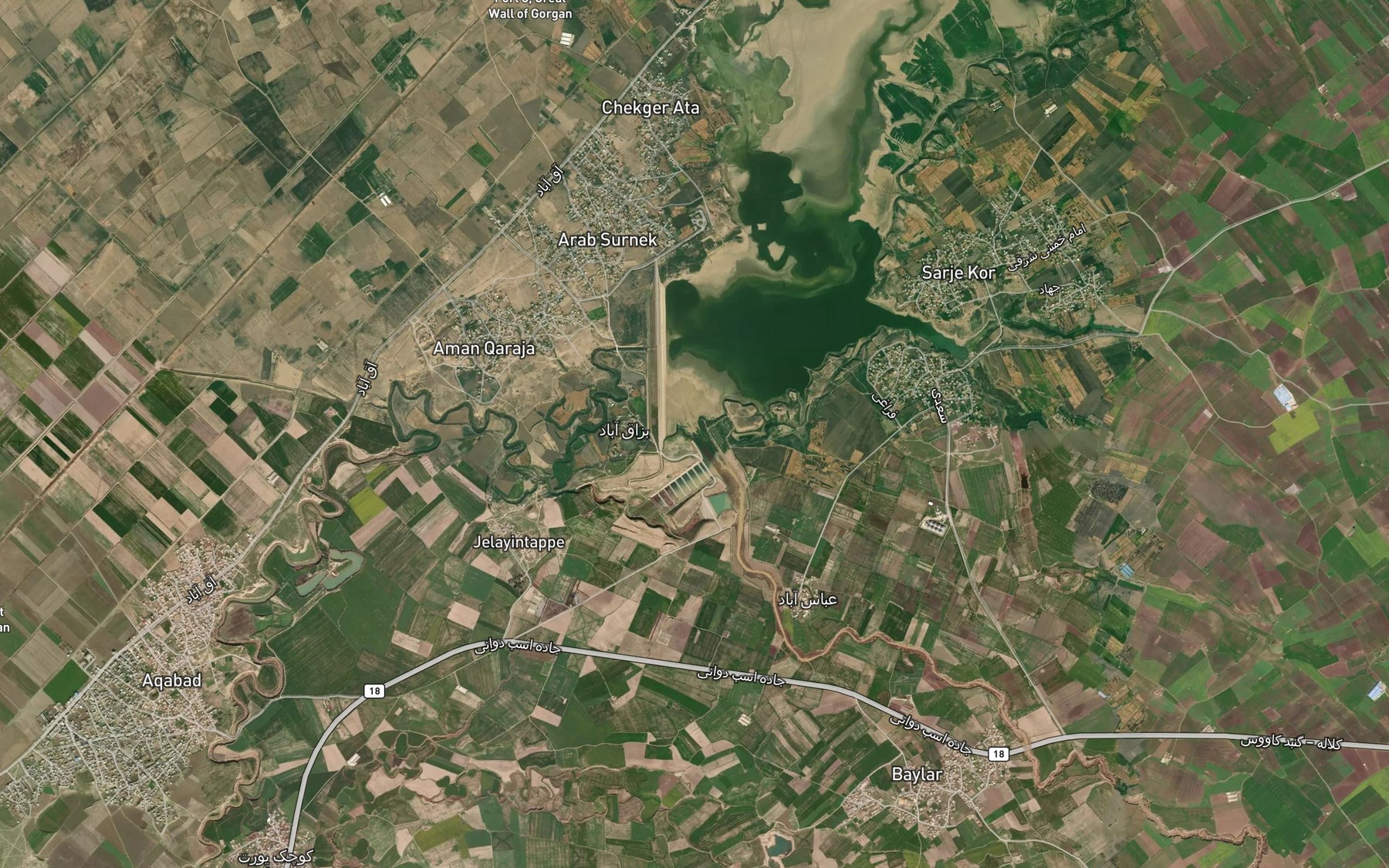 Satellite map of the Rudkhaneh-ye Owghan
