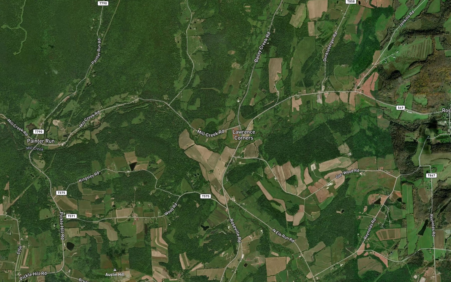 Satellite map of the Bailey Creek