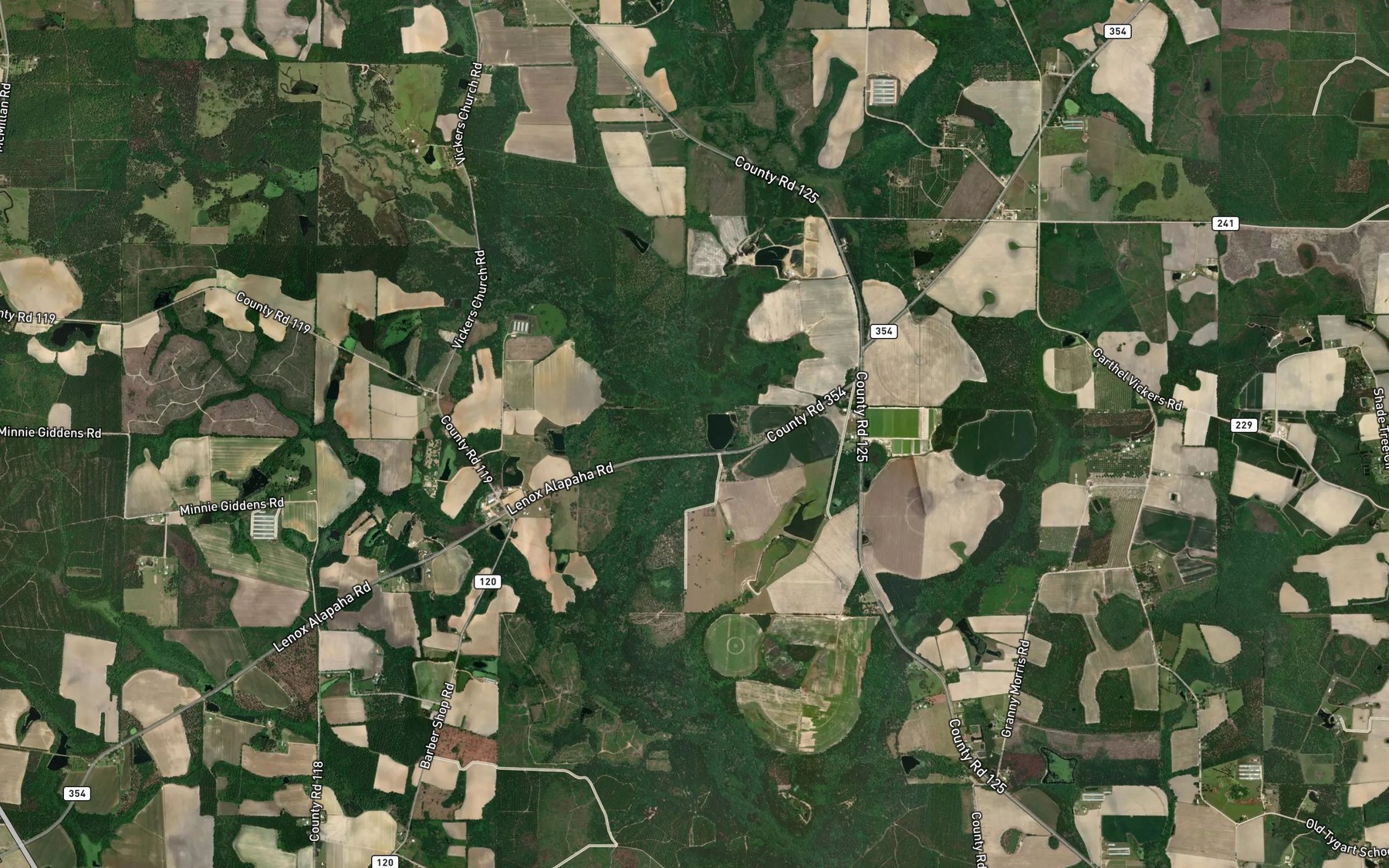 Satellite map of the Hog Creek