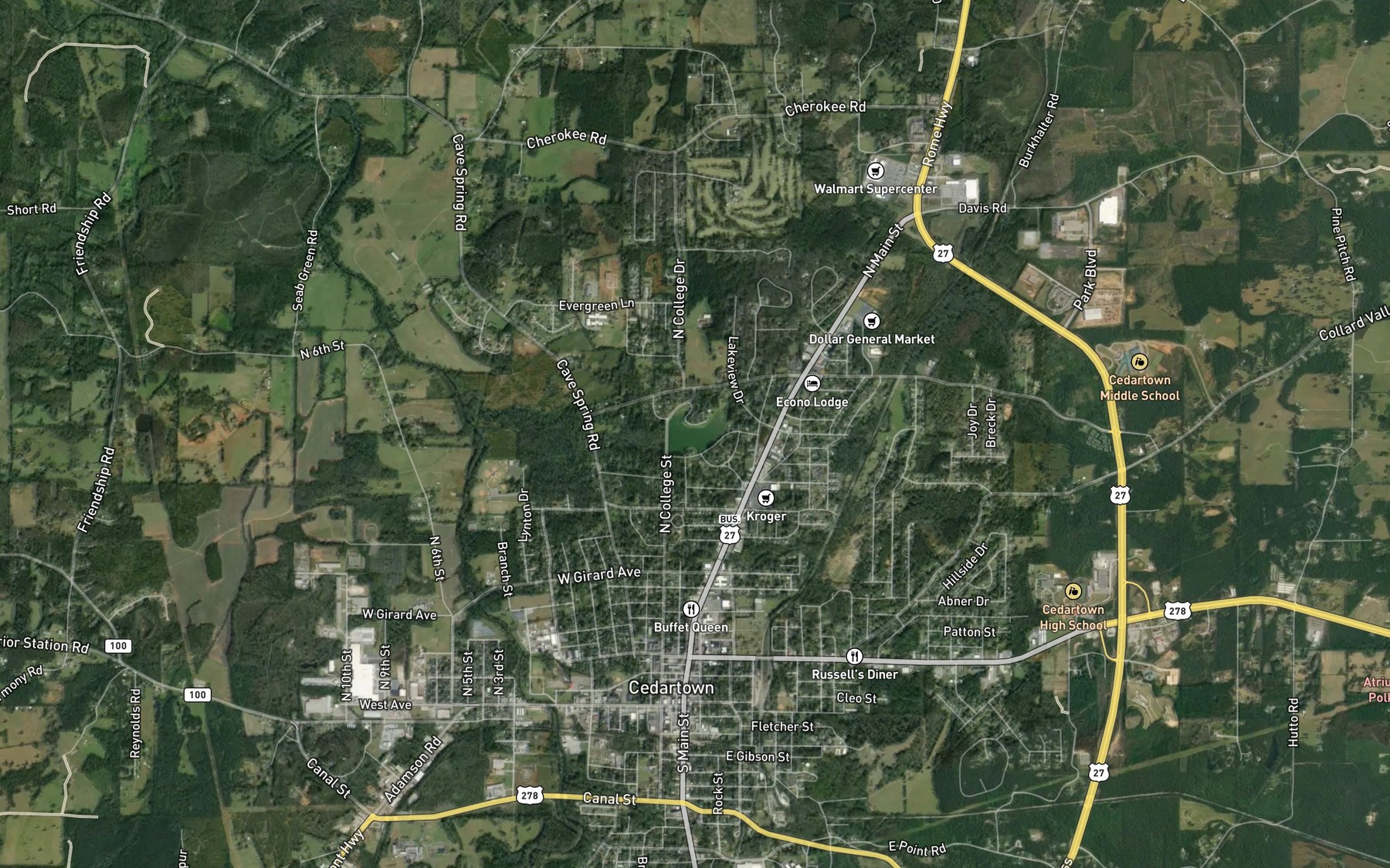 Satellite map of the Springdale Lake