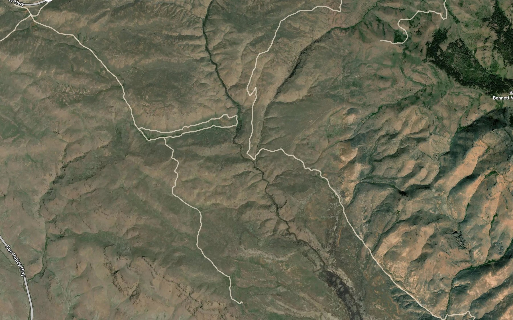 Satellite map of the Dive Creek