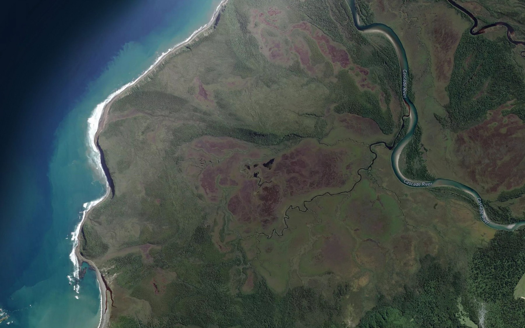 Satellite map of the Barn River