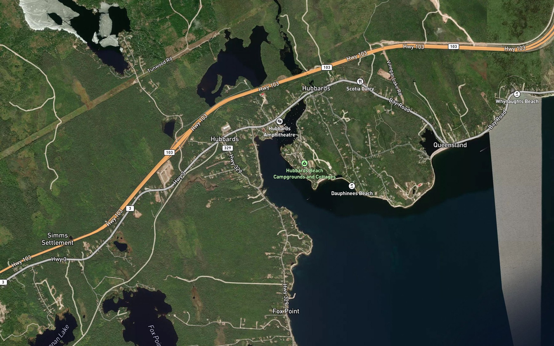 Satellite map of the Hubbards Cove
