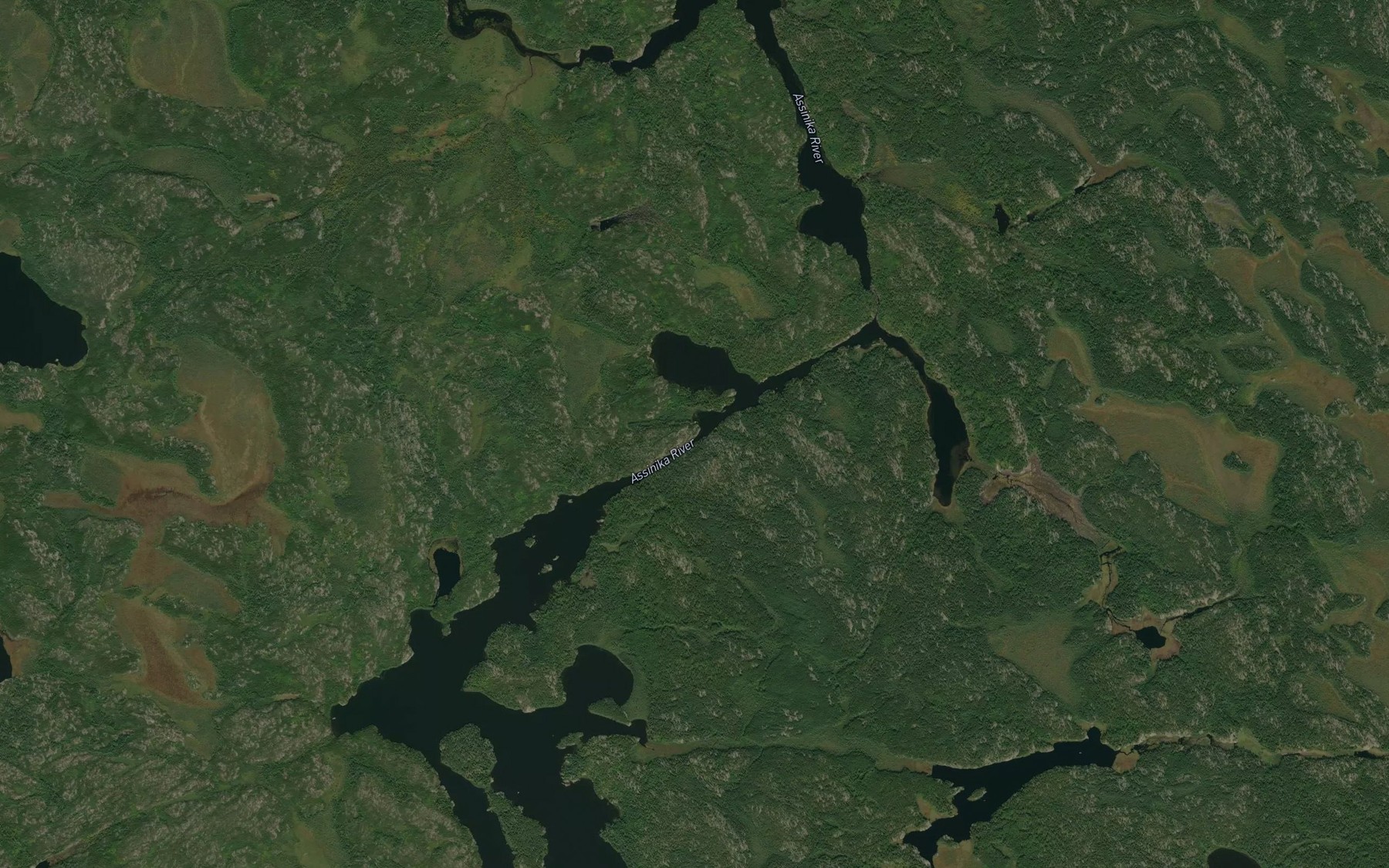 Satellite map of the Keekwagay Rapids