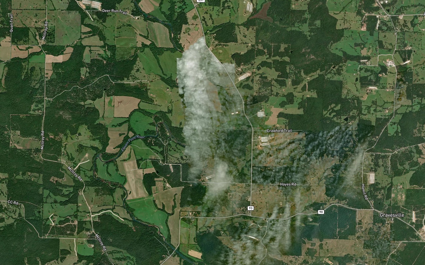 Satellite map of the Thatch Creek