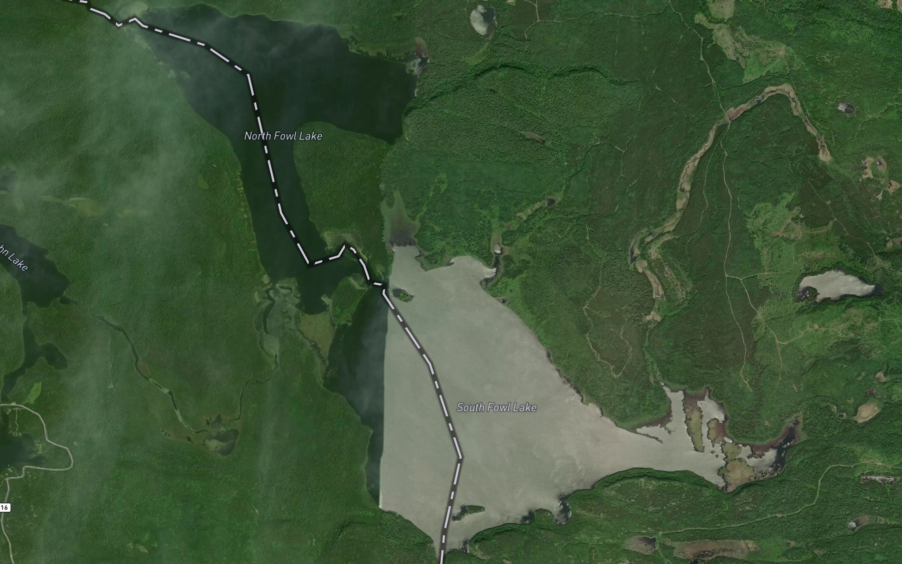 Satellite map of the South Fowl Lake