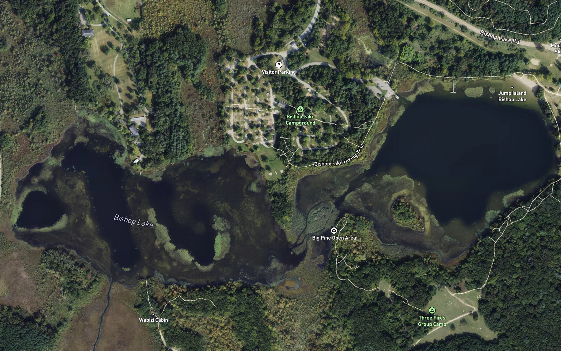 Satellite map of the Bishop Lake