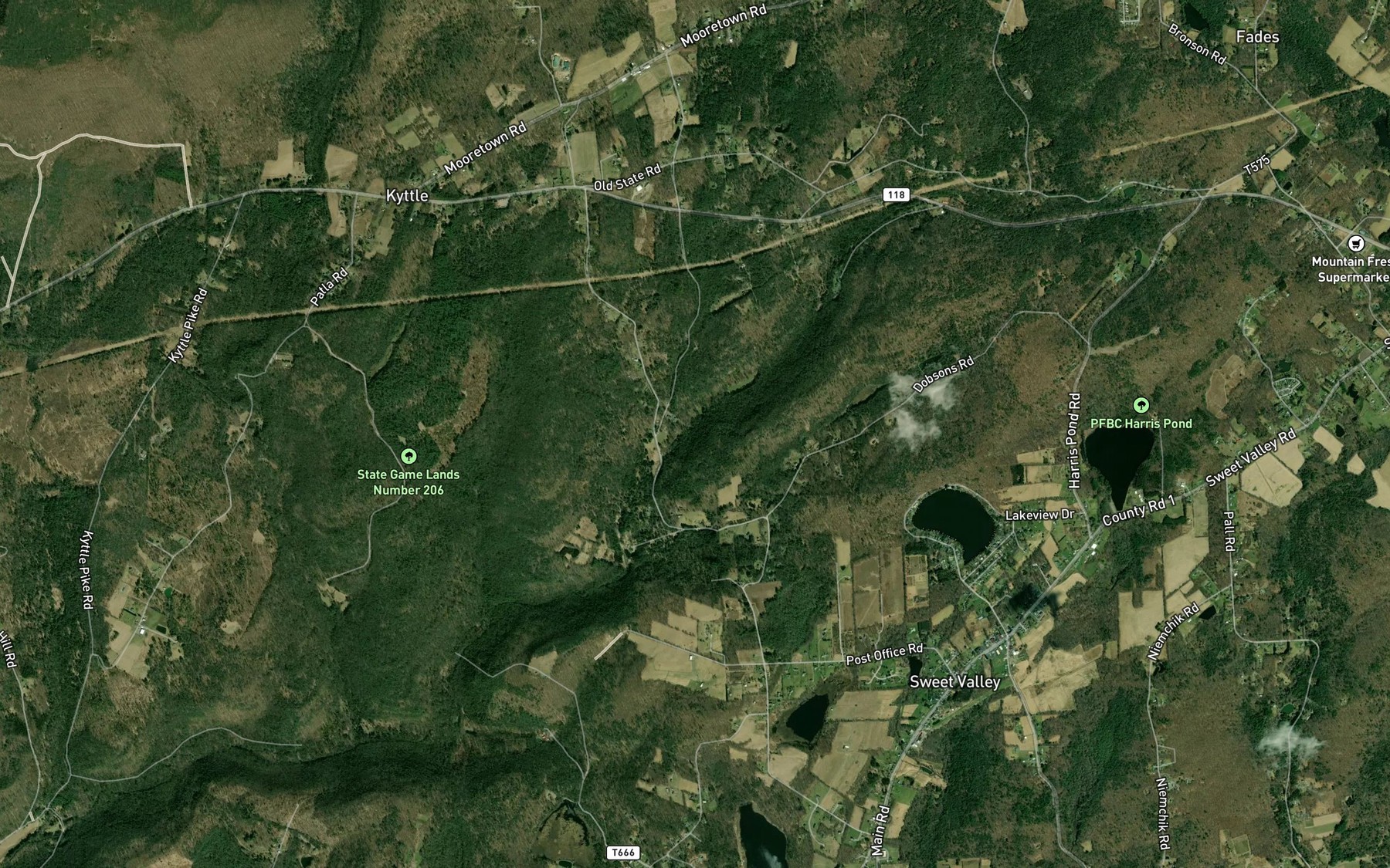 Satellite map of the Mitchler Run