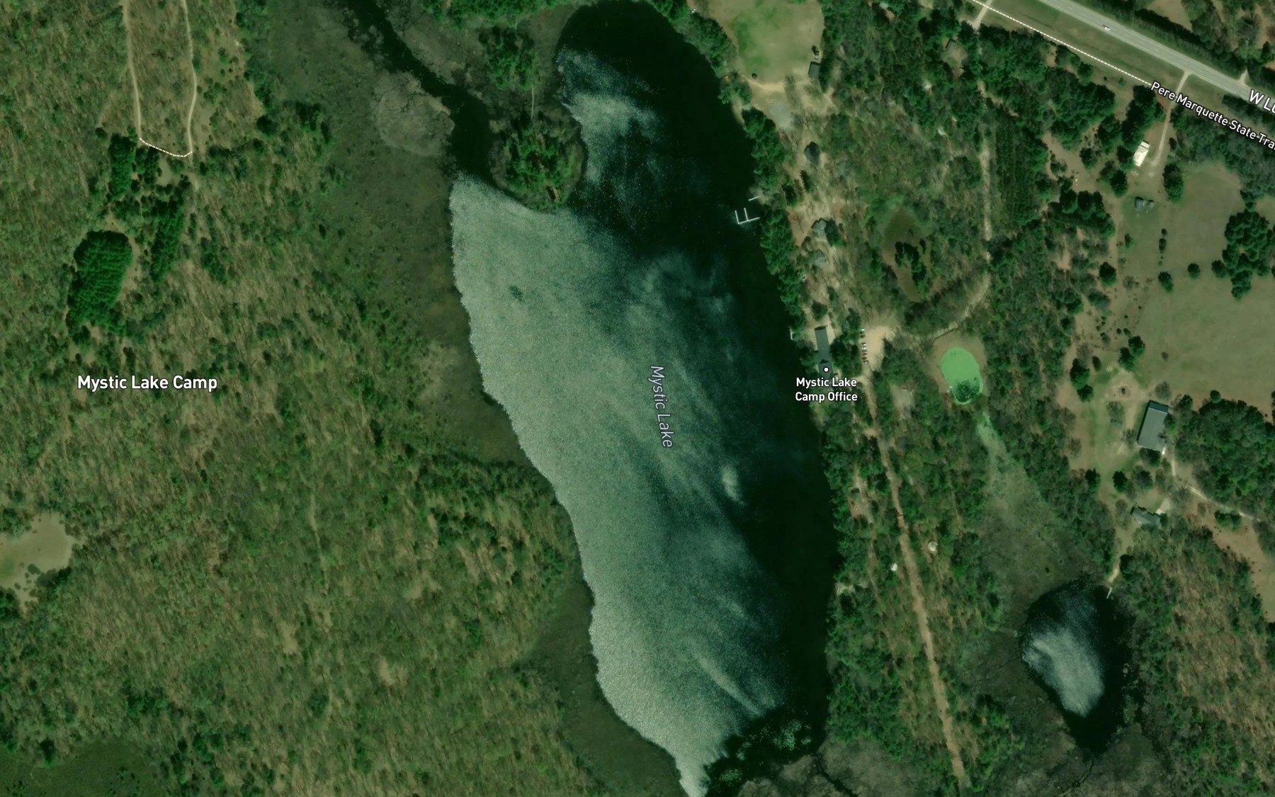 Satellite map of the Mystic Lake