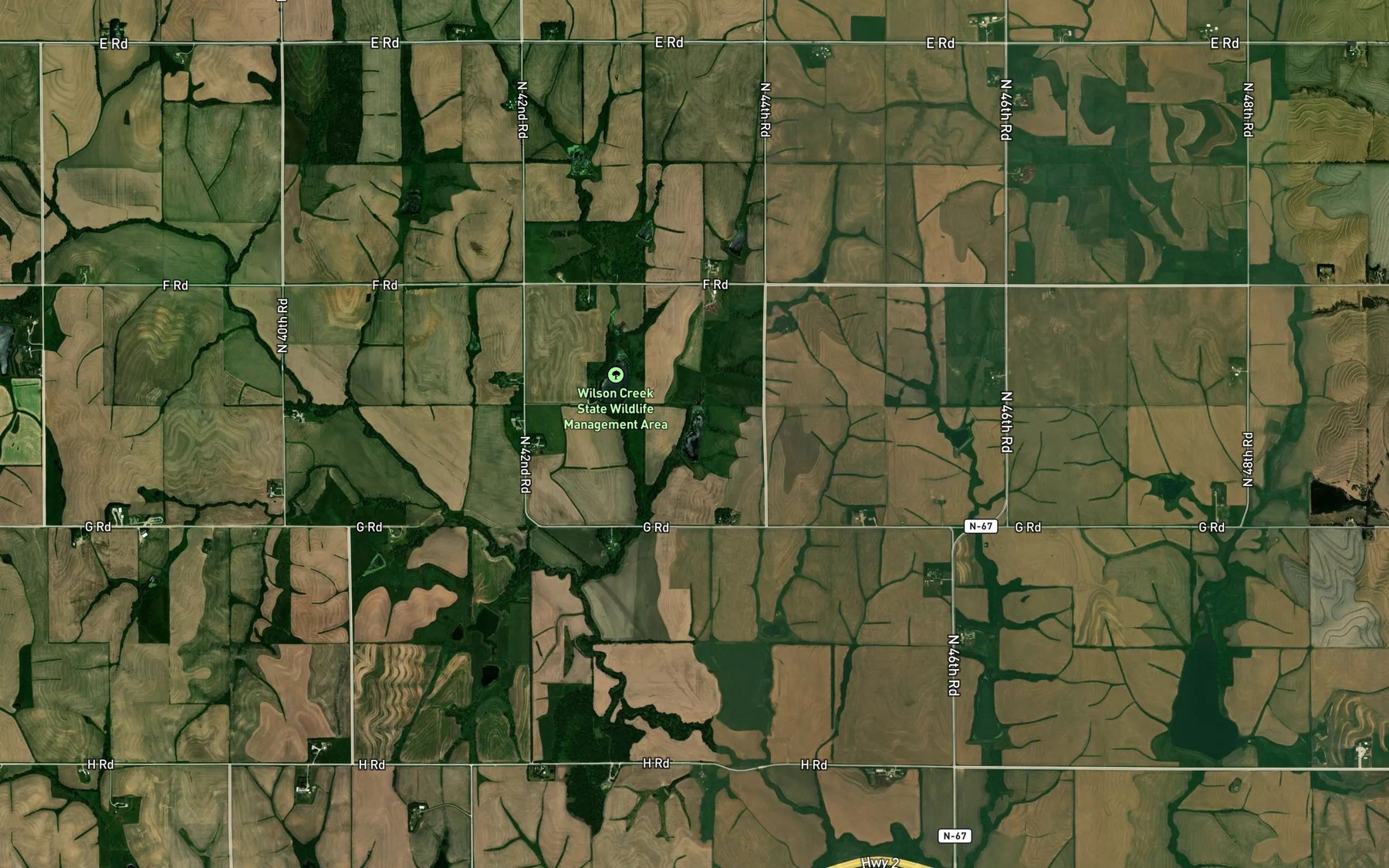 Satellite map of the Wilson Creek Reservoir 2-Y
