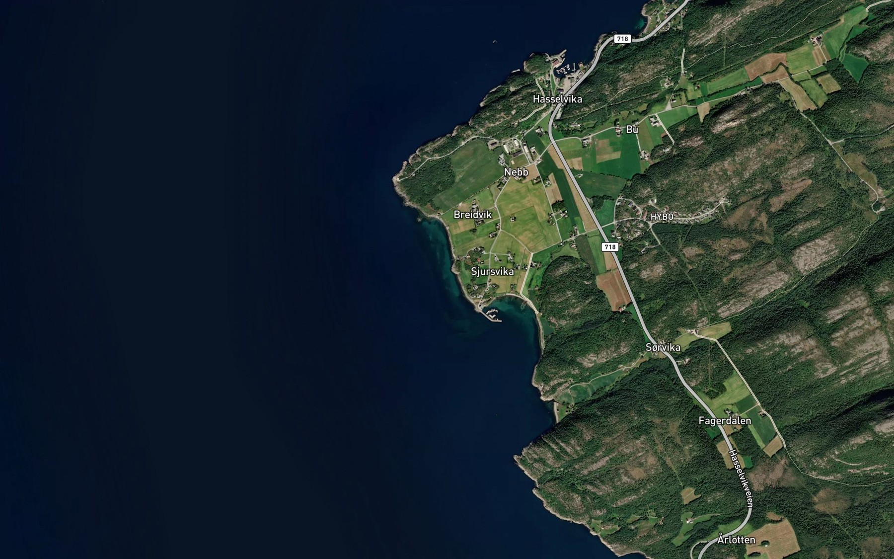 Satellite map of the Tinnvika