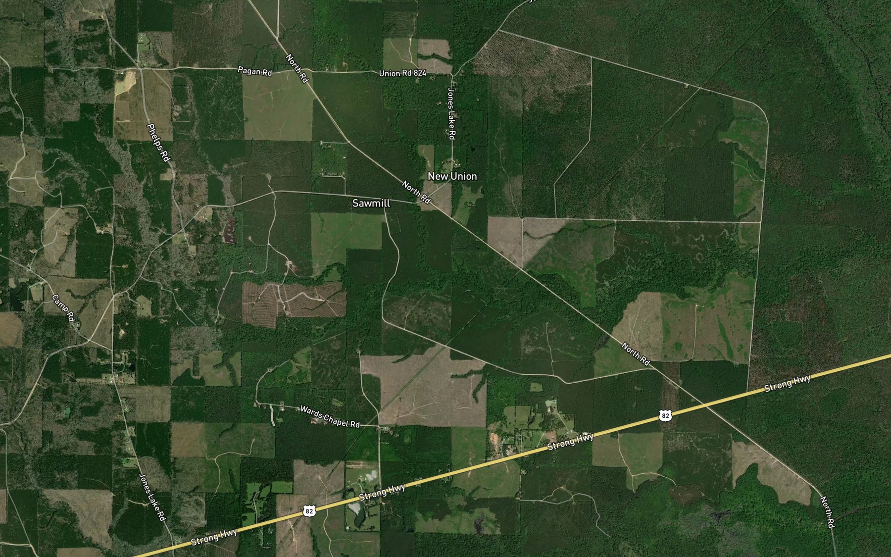 Satellite map of the Horsehead Creek