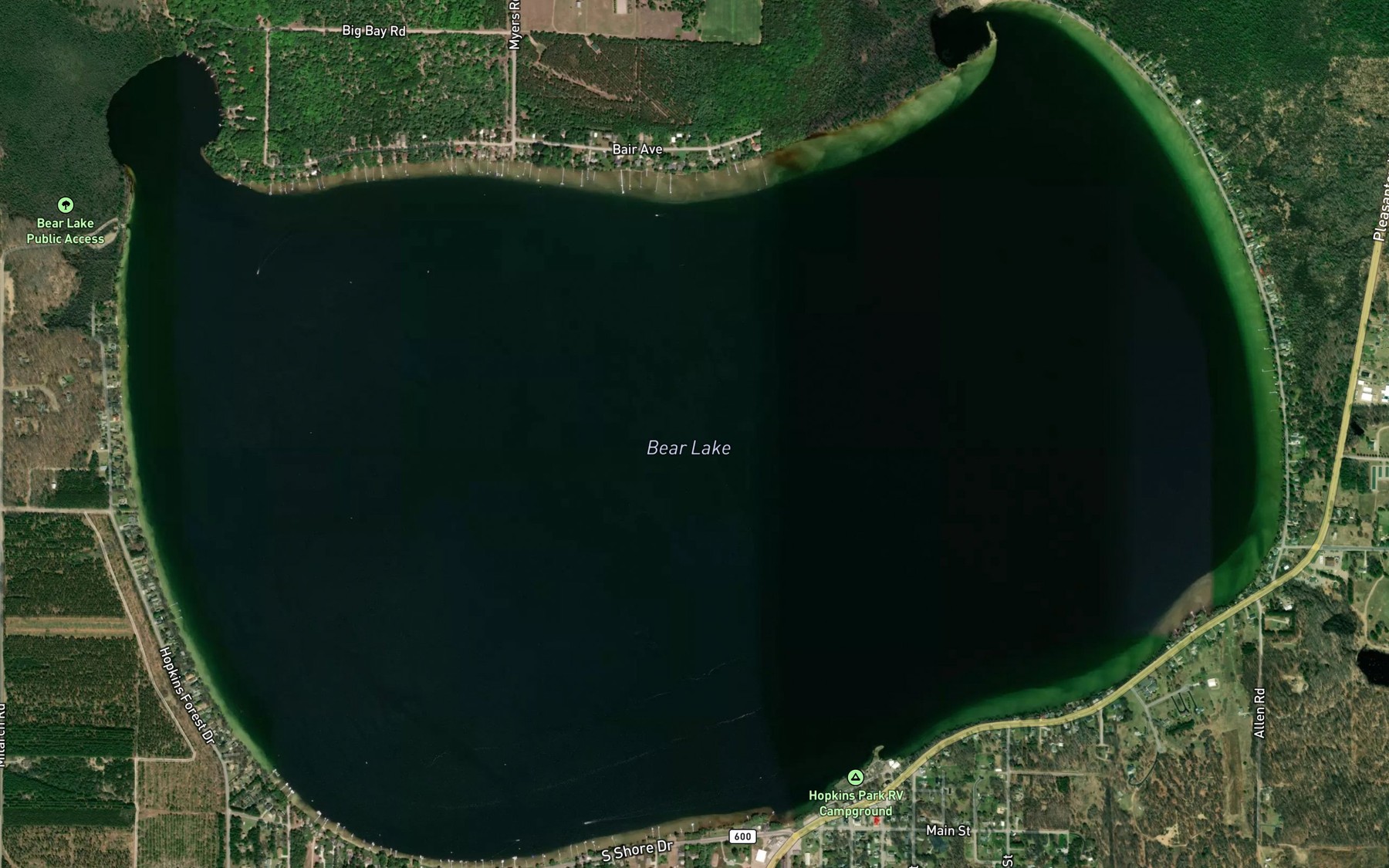 Satellite map of the Bear Lake