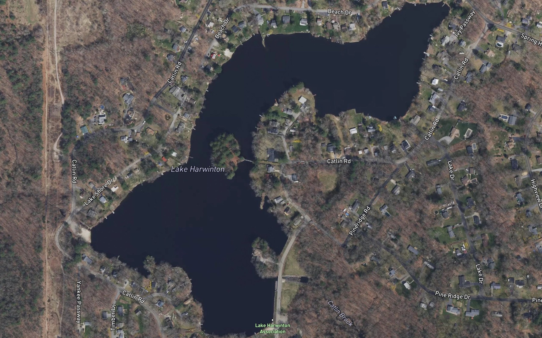 Satellite map of the Lake Harwinton