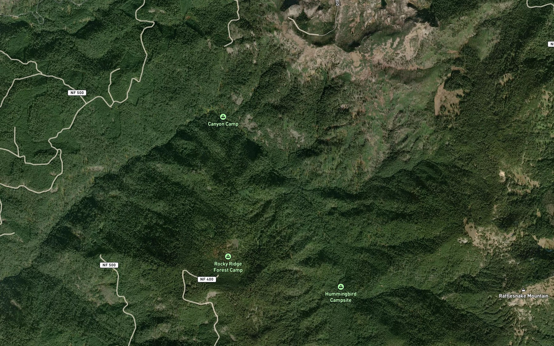 Satellite map of the Slide Creek