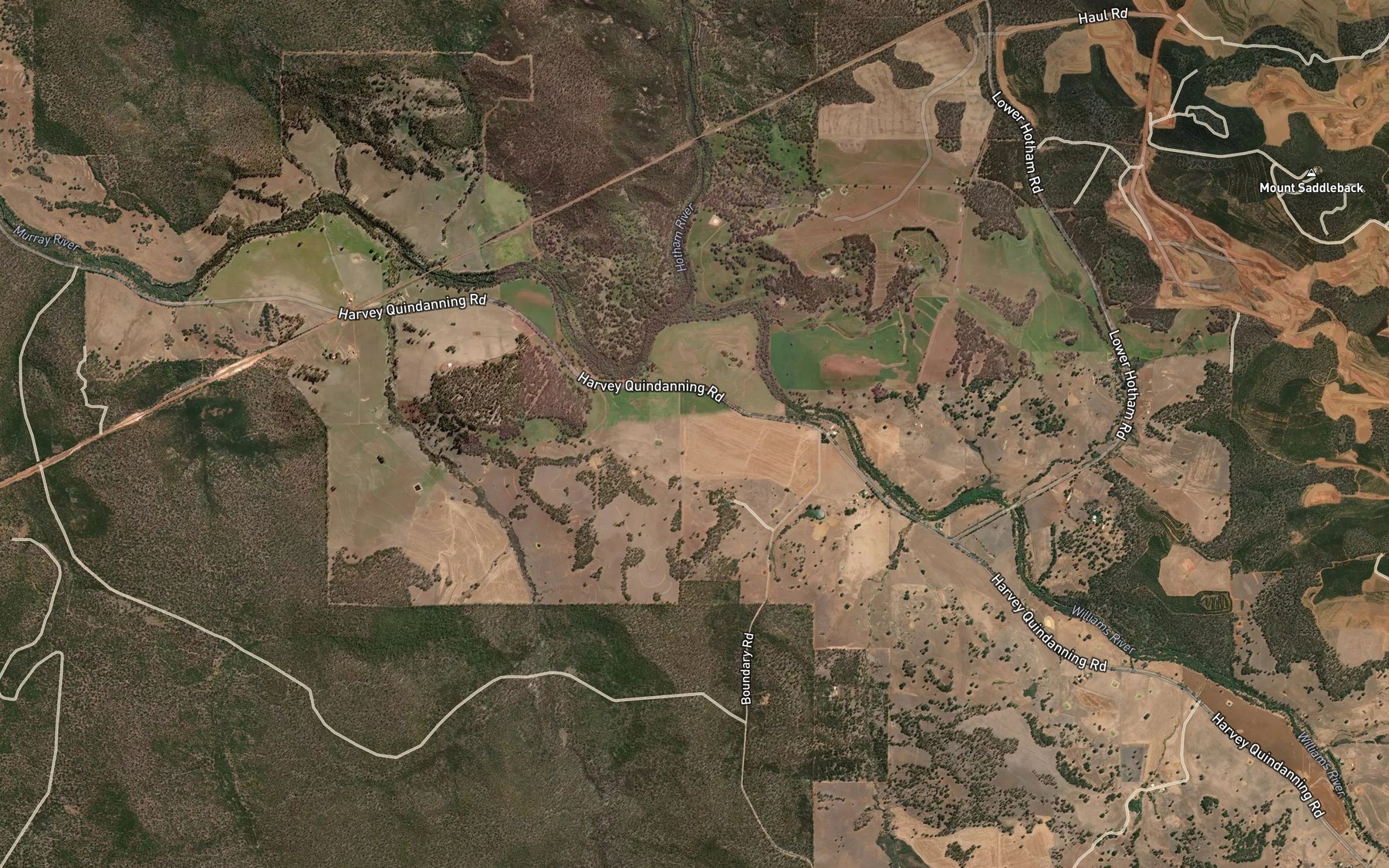 Satellite map of the Williams River