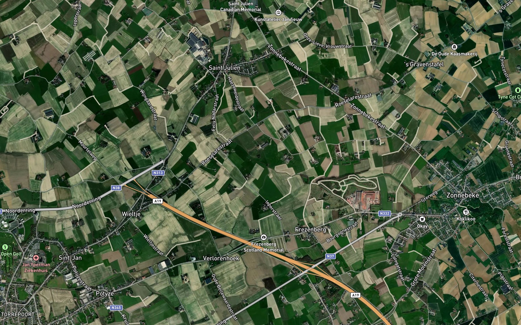 Satellite map of the Hanebeek